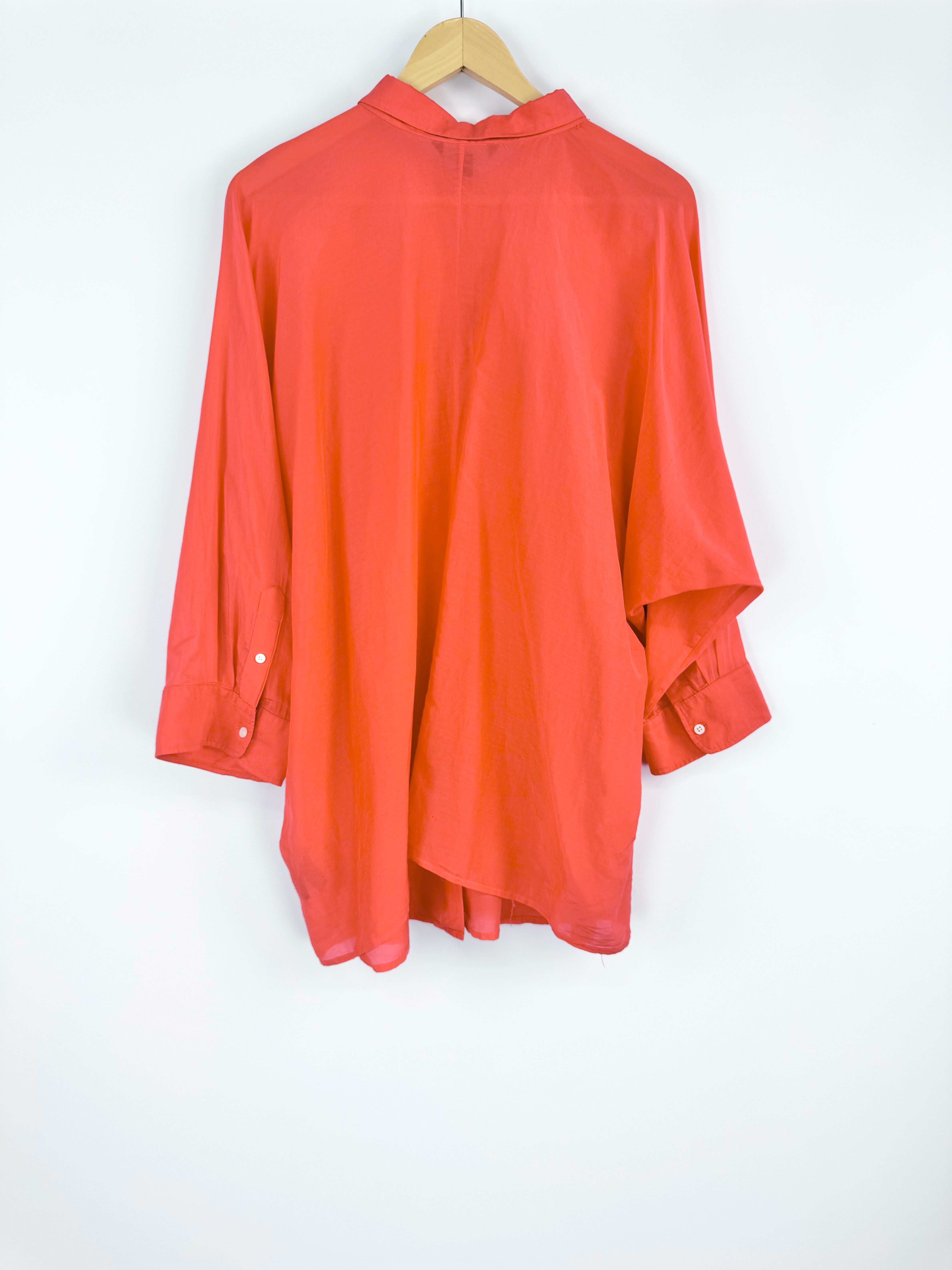 Ralph Lauren Silk-Blend Sheer Red Blouse - AU22