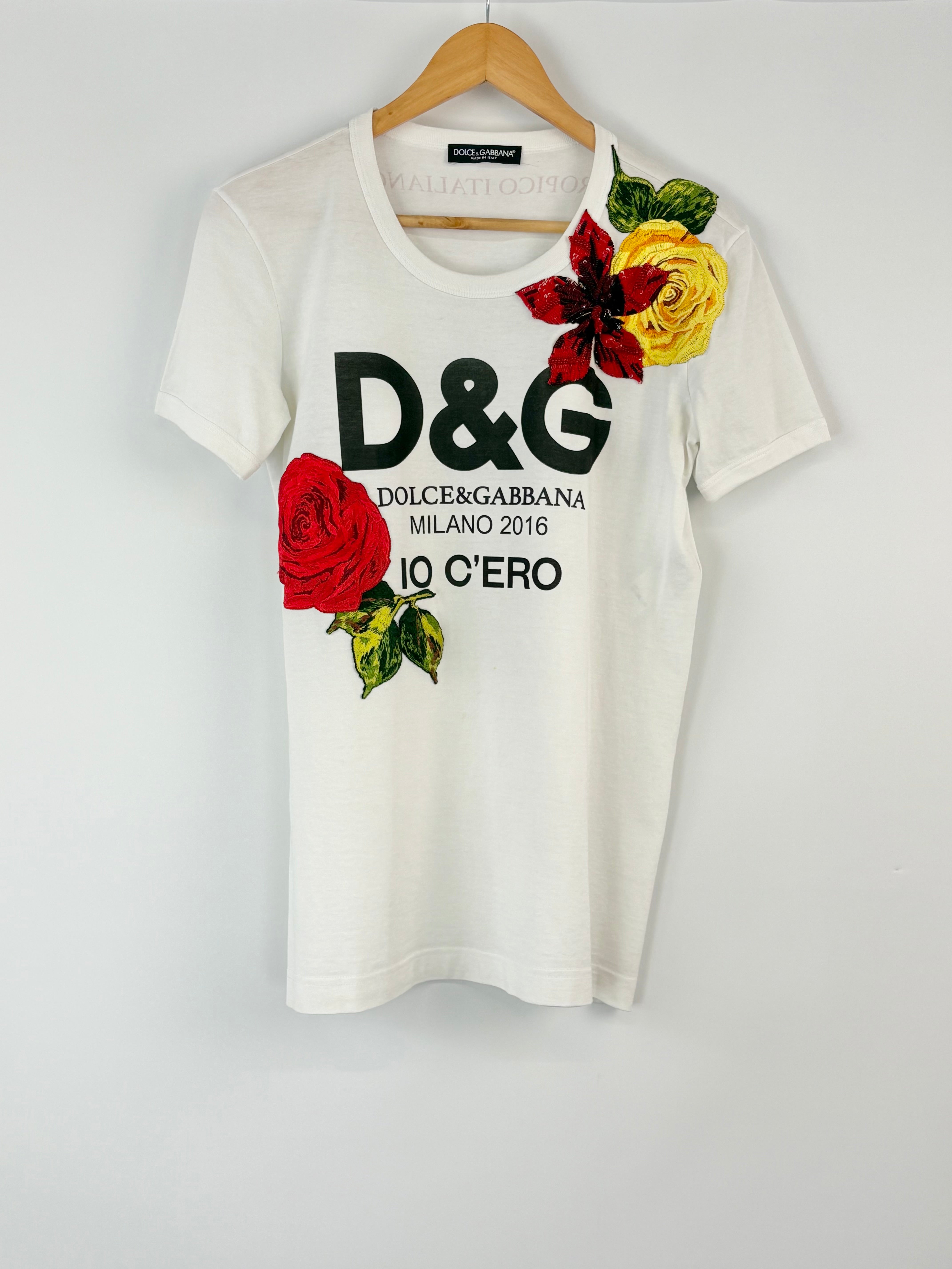 Dolce & Gabbana White 'Tropico Italiano' Embellished T-Shirt - AU8