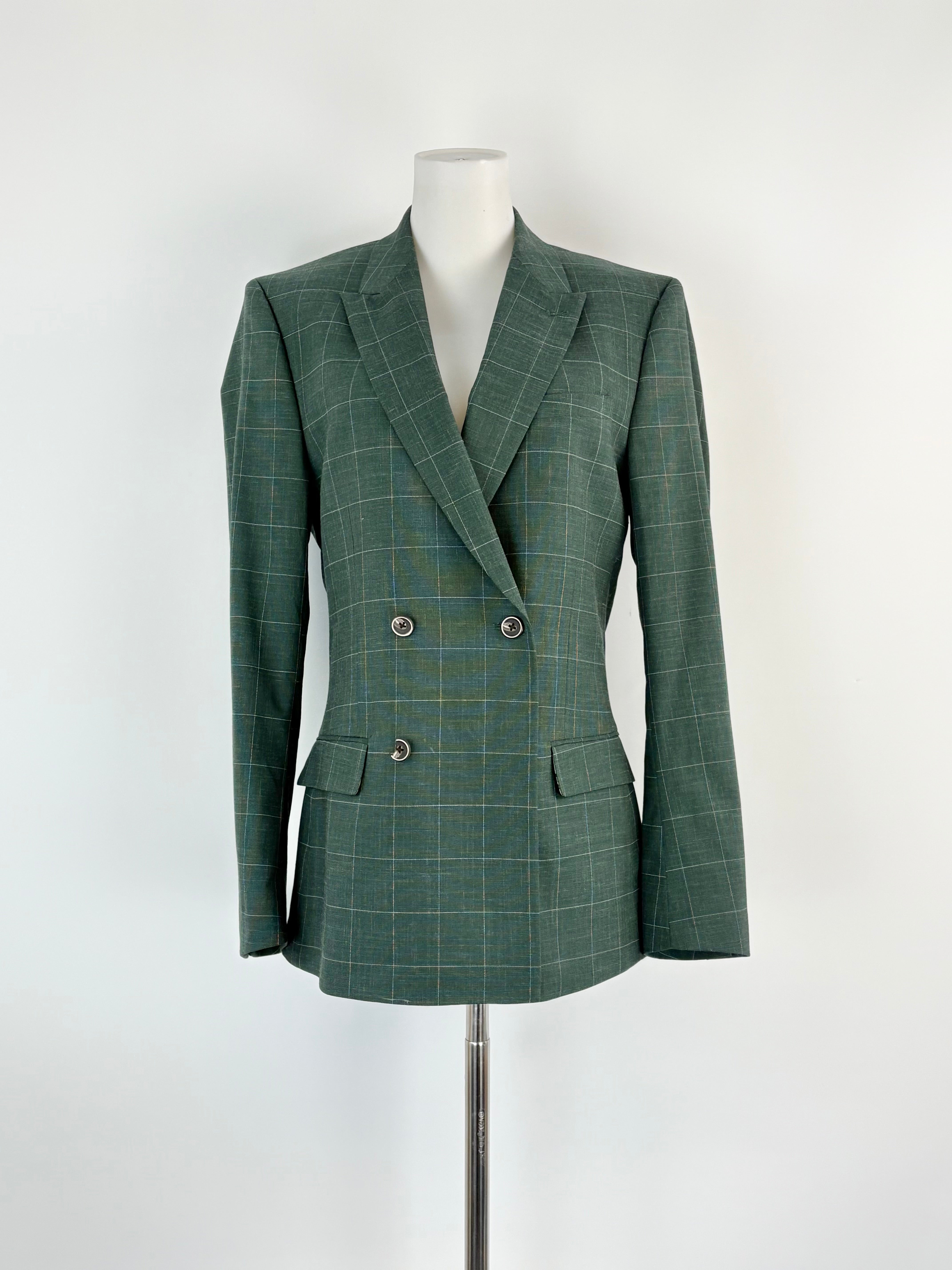 Politix Forest Green Checked 'Zachery' Slim-Stretch Jacket - S