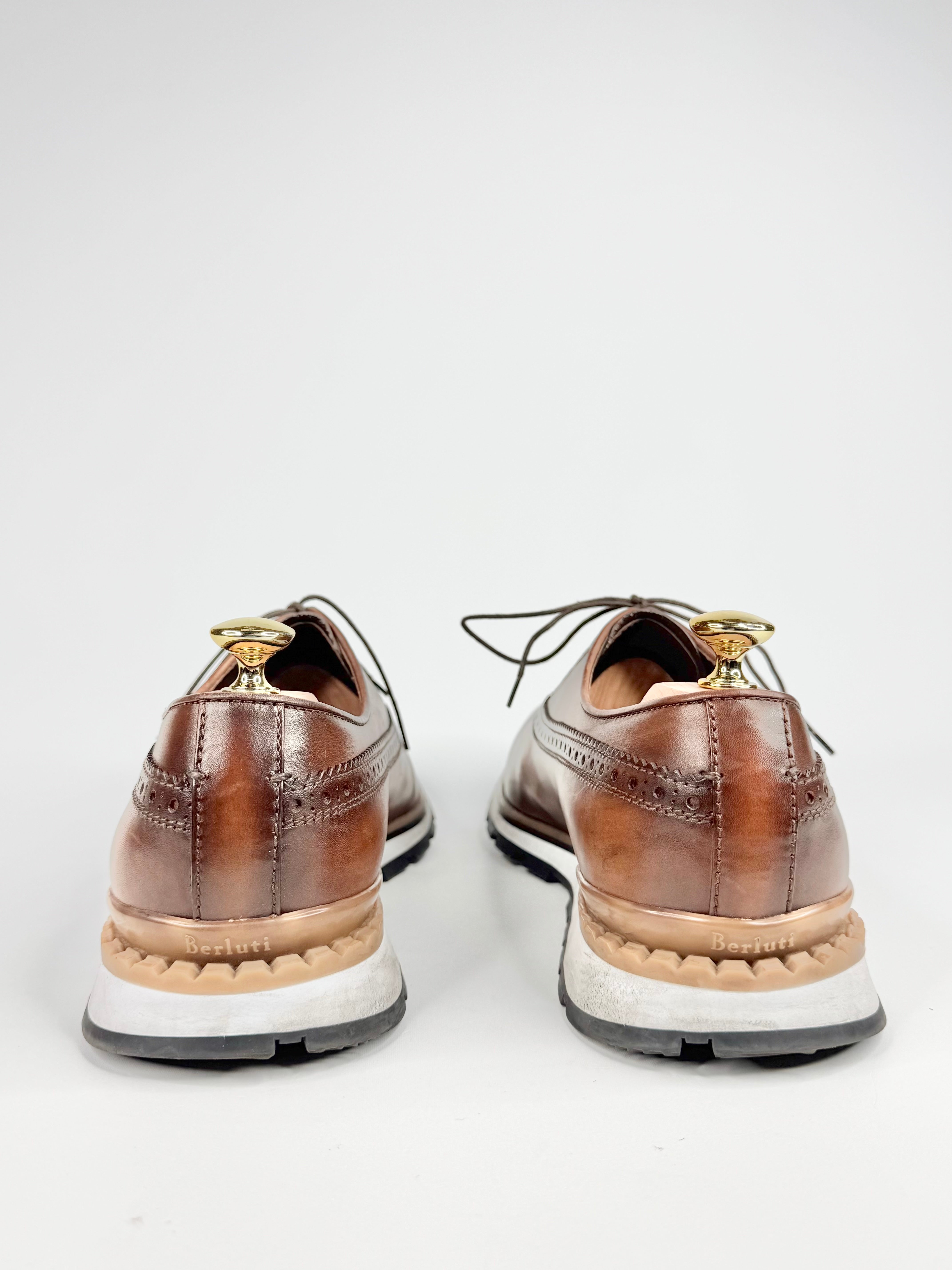 Berluti Light Brown 'Fast Track' Leather Sneakers - EU43.5