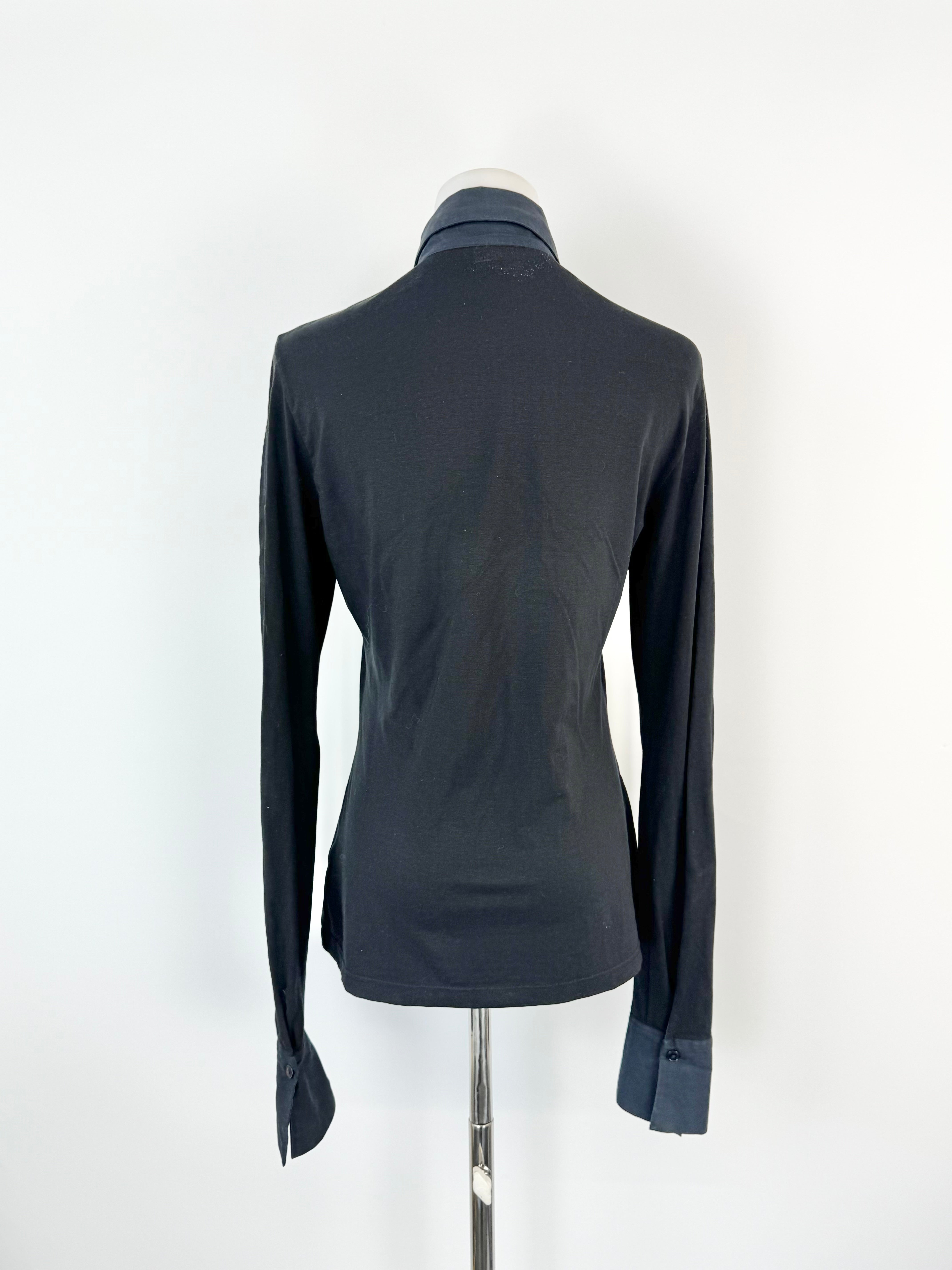 Anne Fontaine Black & Navy Long Sleeve Top - AU6/8