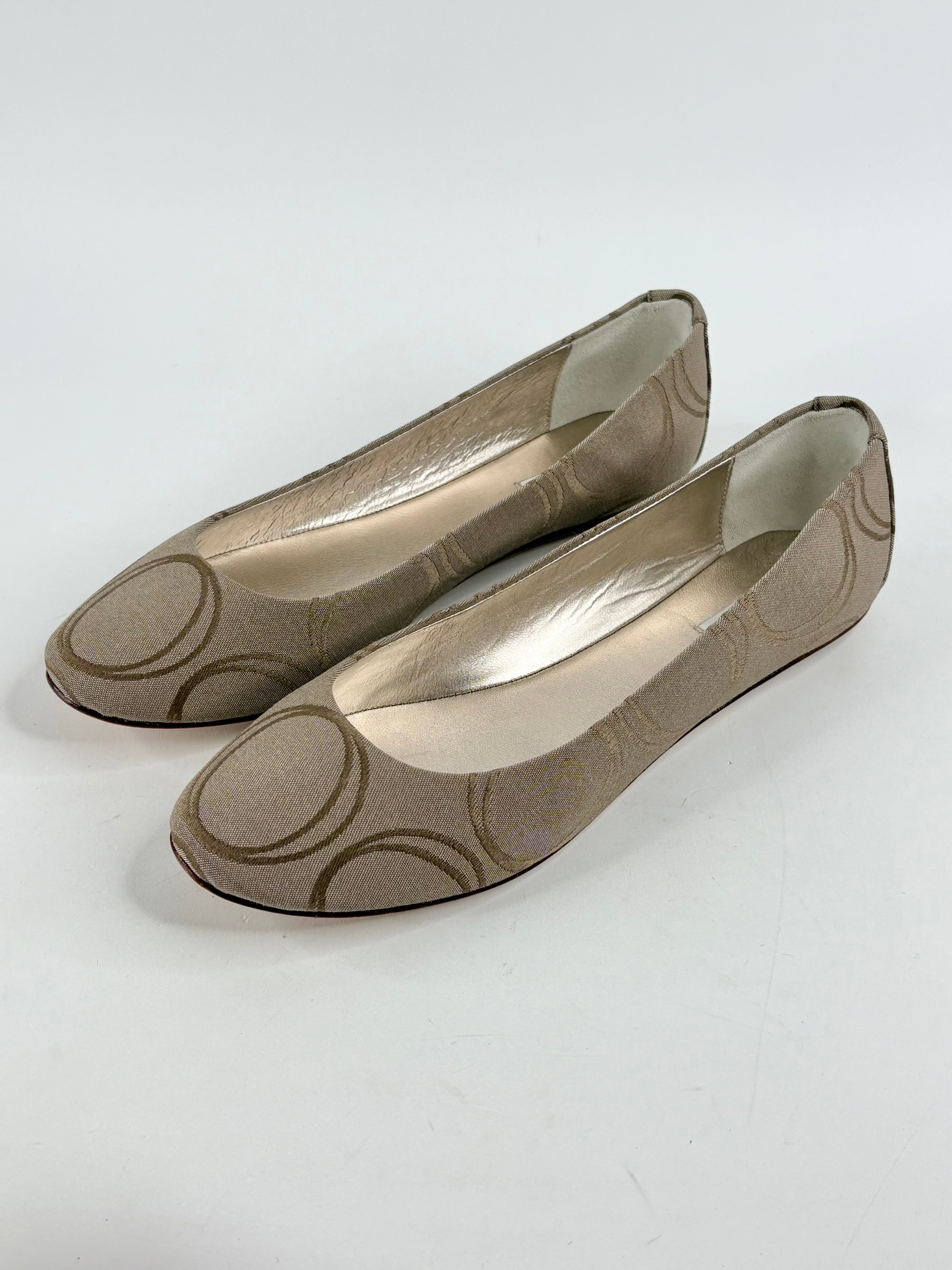 Oroton Taupe Jacquard 'Essential' Ballet Flats - EU42
