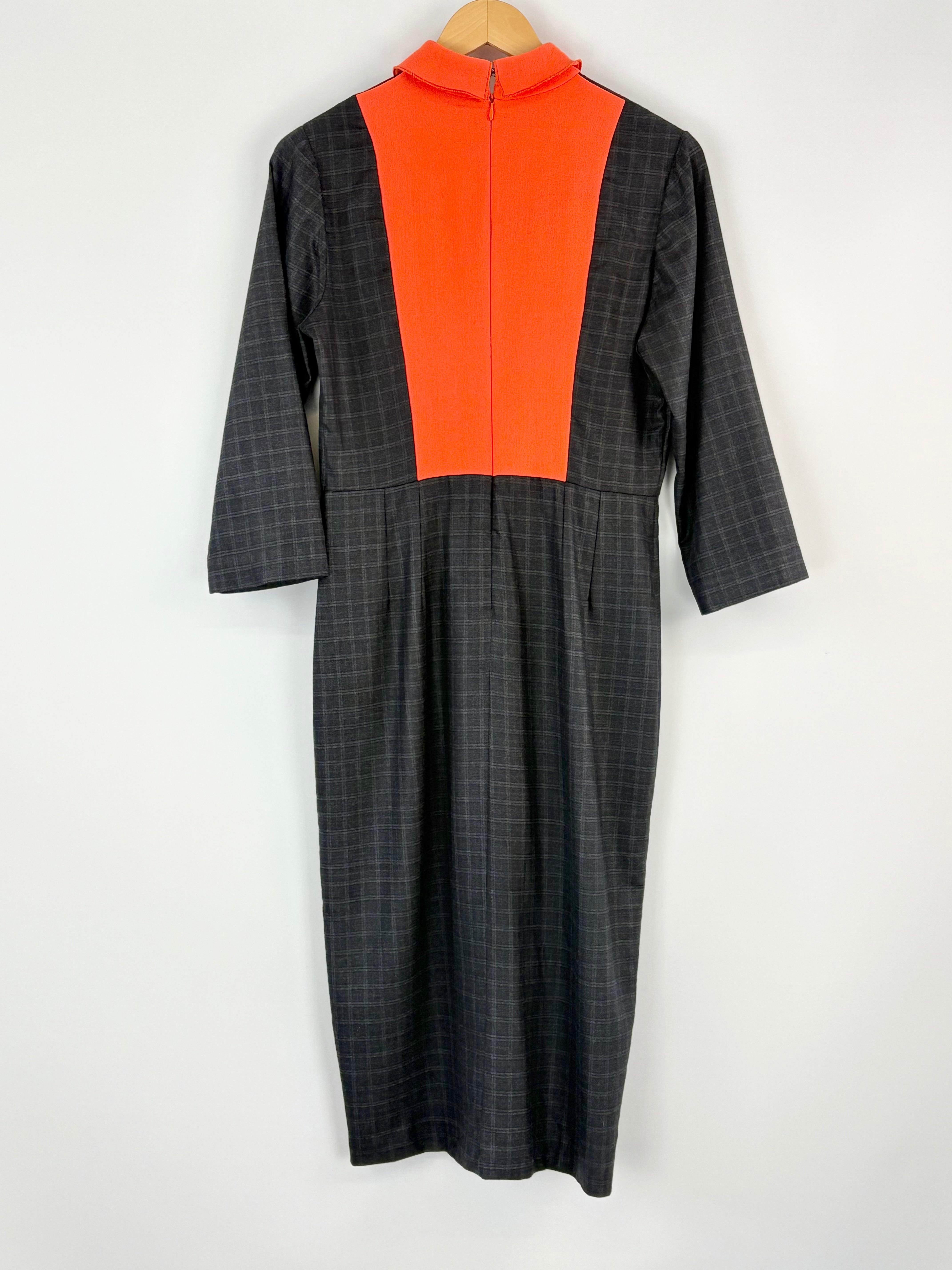 Roksanda Ilinčić Dark Charcoal Check & Orange Shirt Dress - AU12