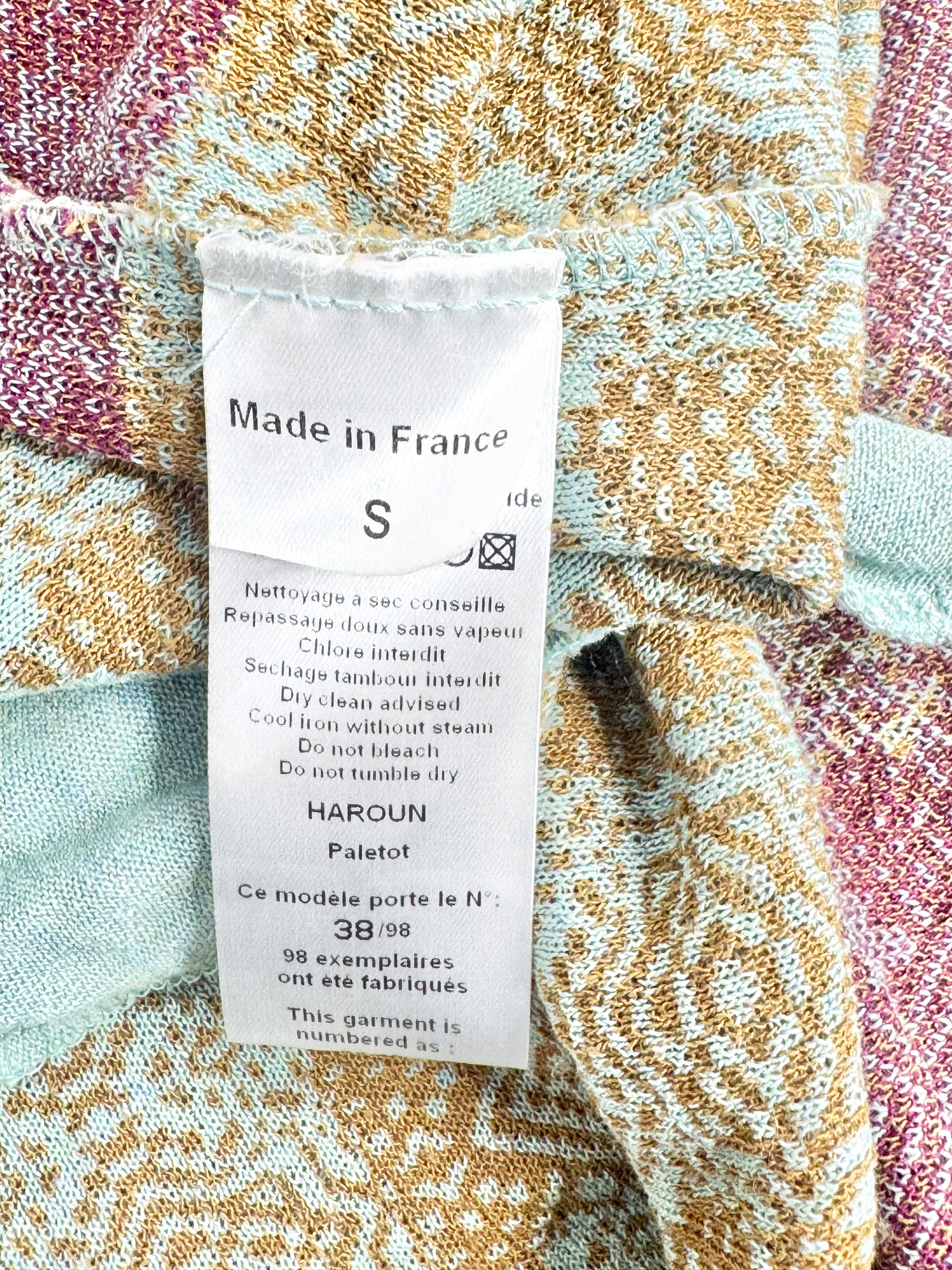 Catherine Andre Deep Gold & Aqua Waterfall Knitwear Cardigan - AU8