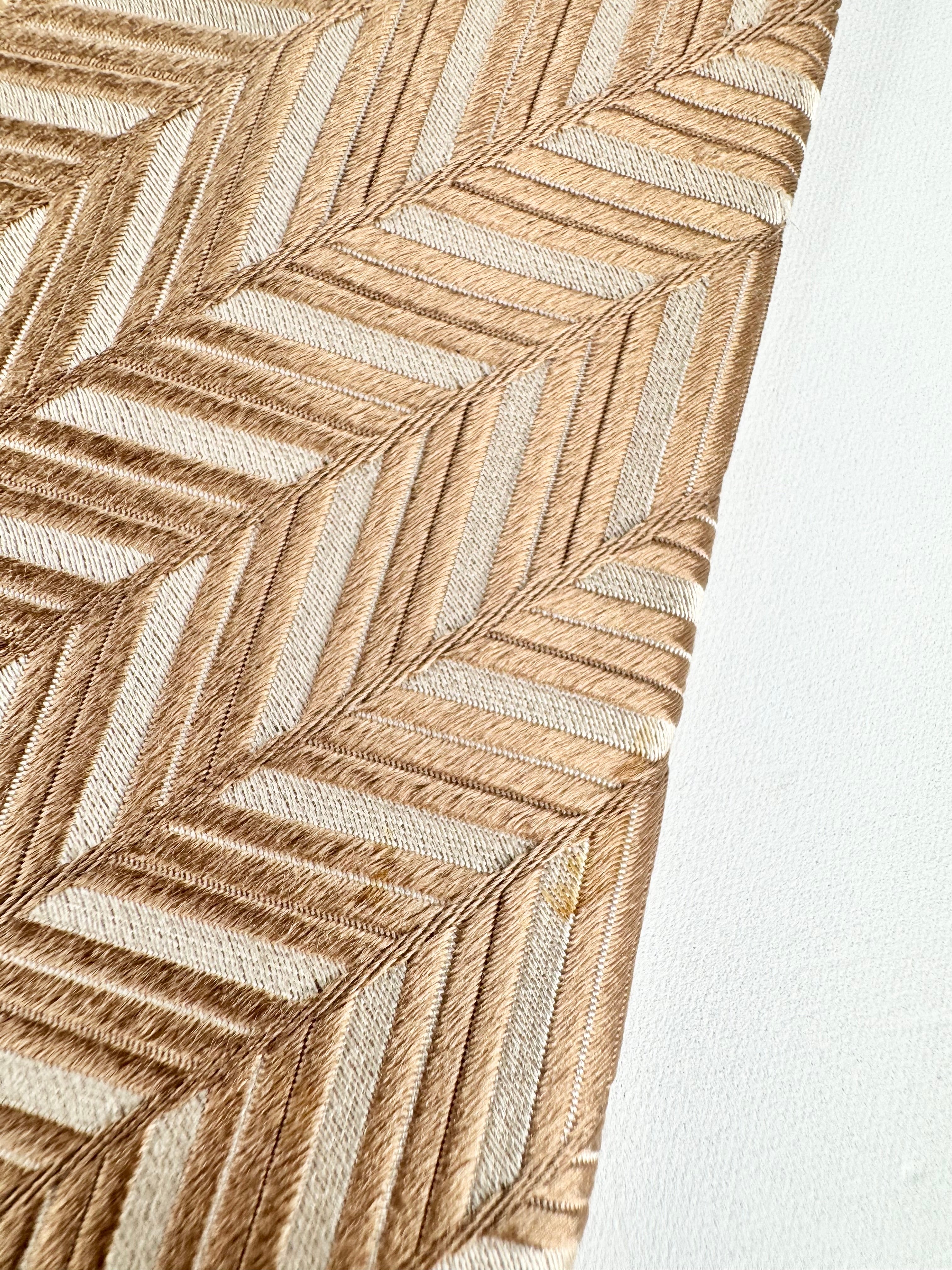 Hardy Amies Biege Herringbone Chevron Patterned Silk Tie