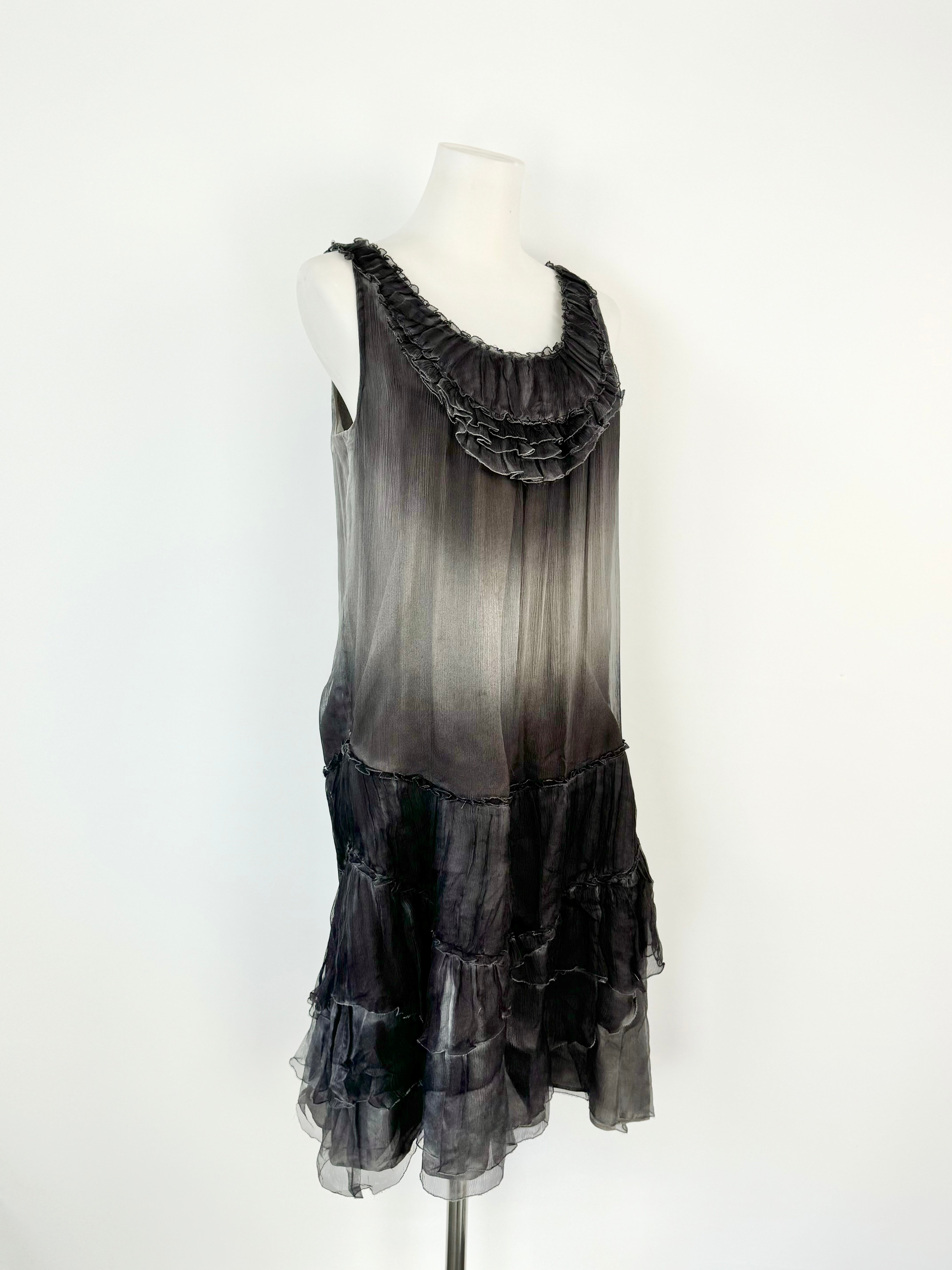 Vintage Burberry Grey Silk BabyDoll Dress - AU10