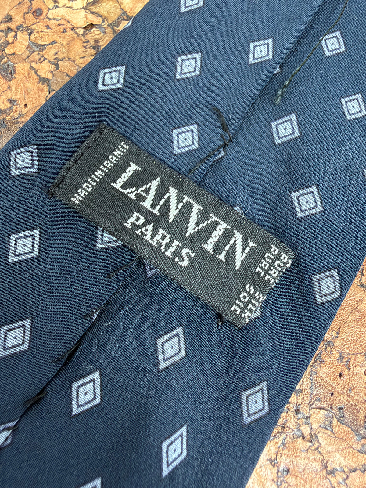 Lanvin Navy & Grey Patterned Silk Tie