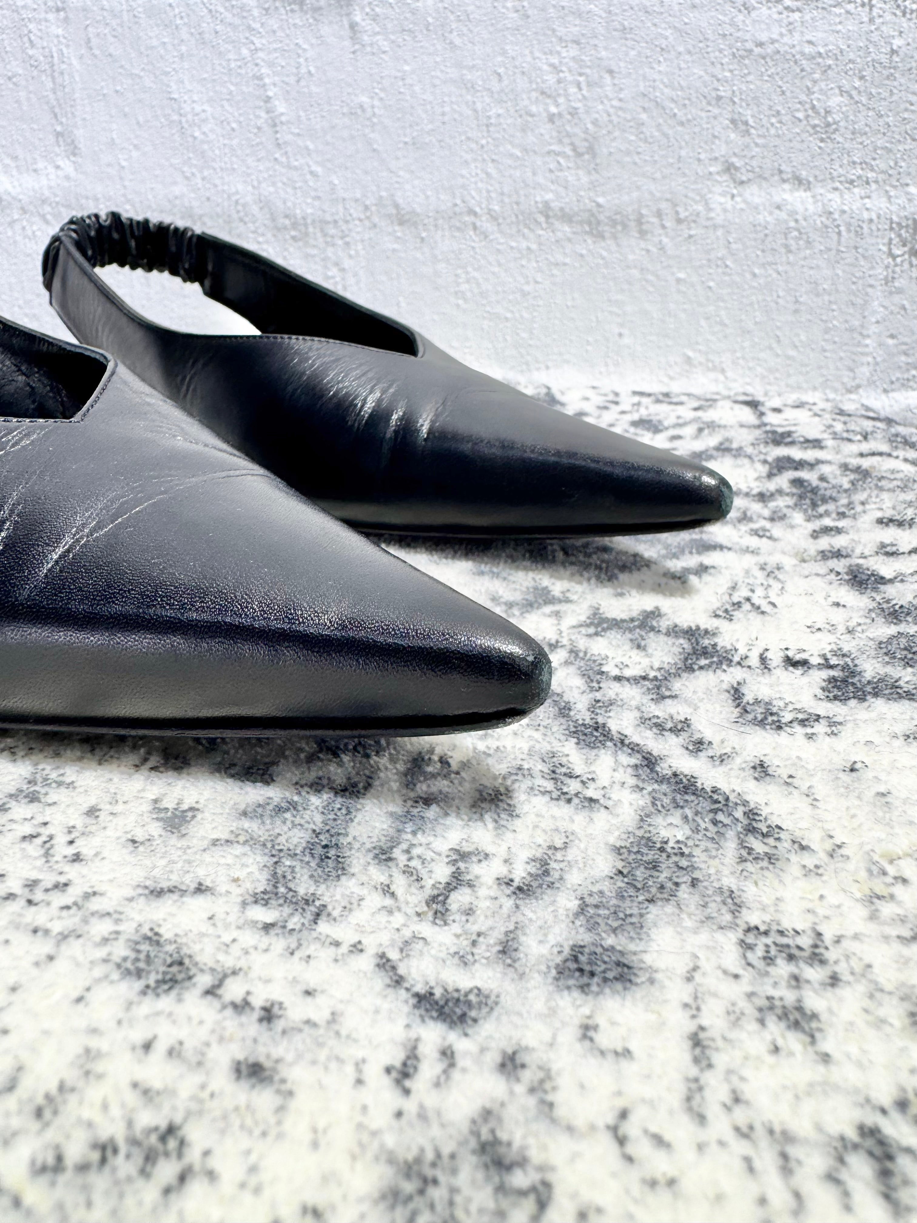 Anine Bing Black Pointed Toe Sling Backs - EU38