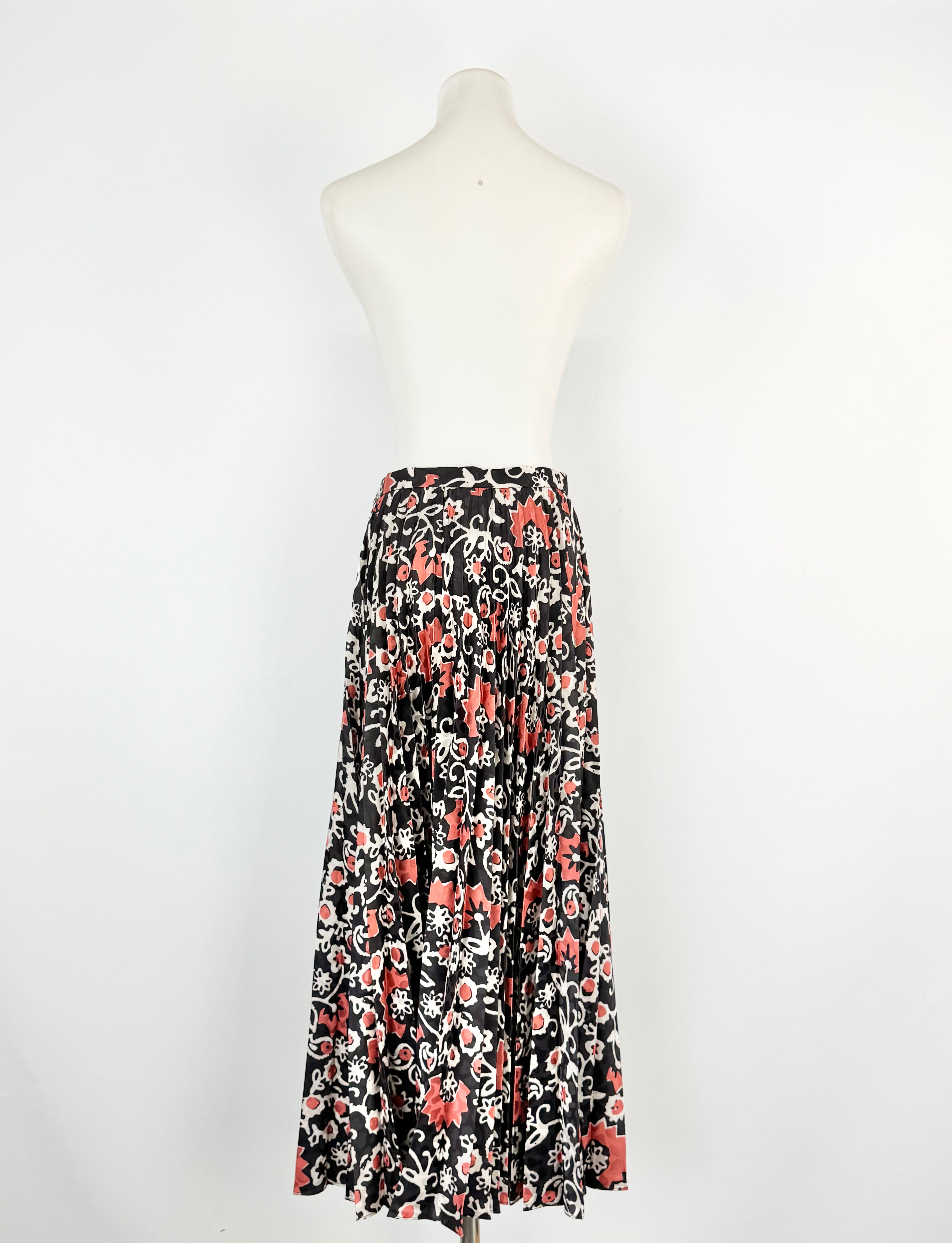Saloni Brown 'Cobblestone' Floral Patterned Pleated Skirt - AU10