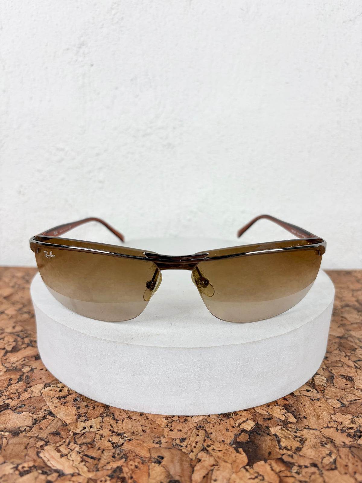 Ray-Ban 3308 Discontinued Rimless Shield Gradient Sunglasses