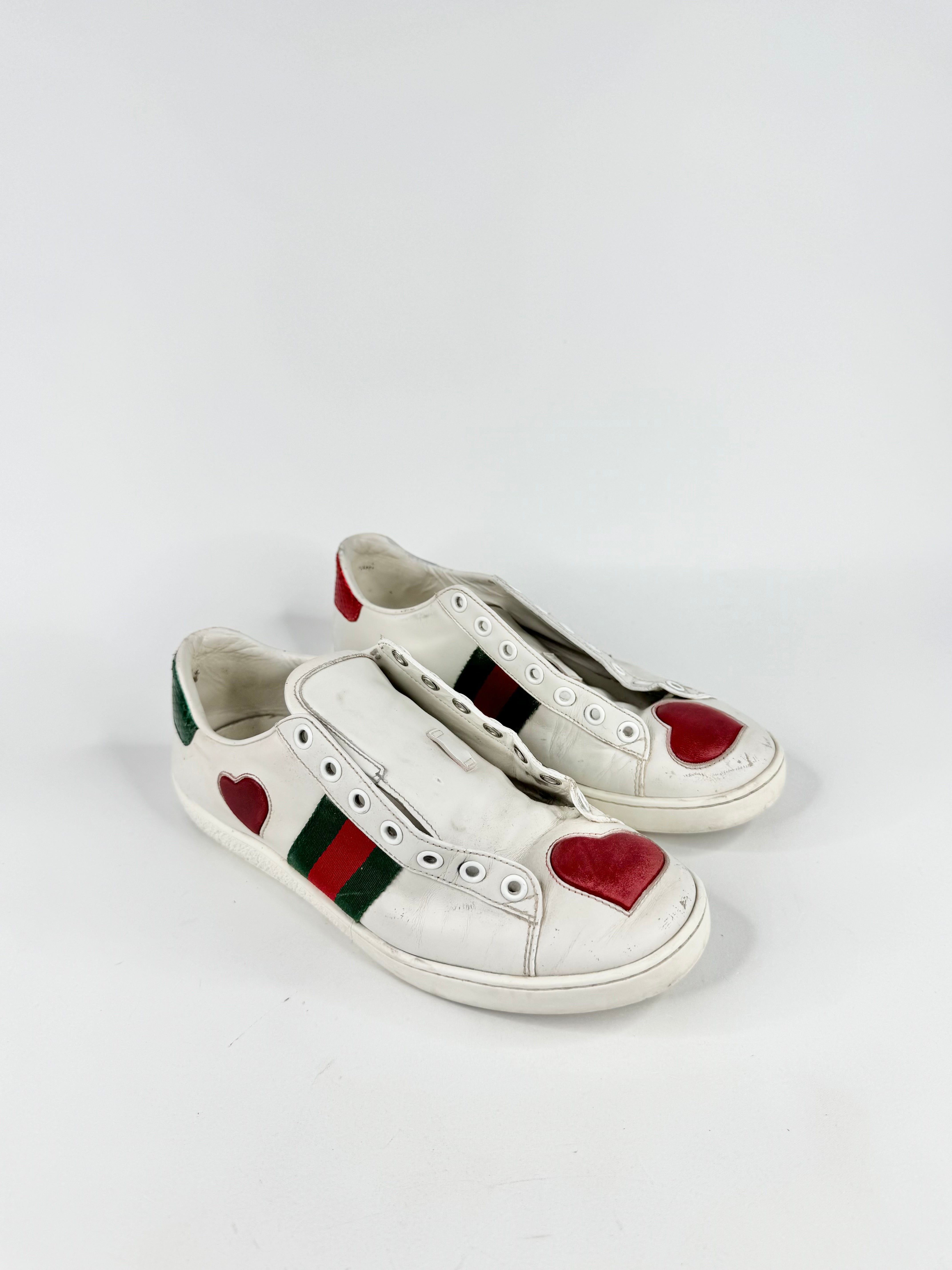 Gucci White 'Ace' Low Top Sneakers - EU37