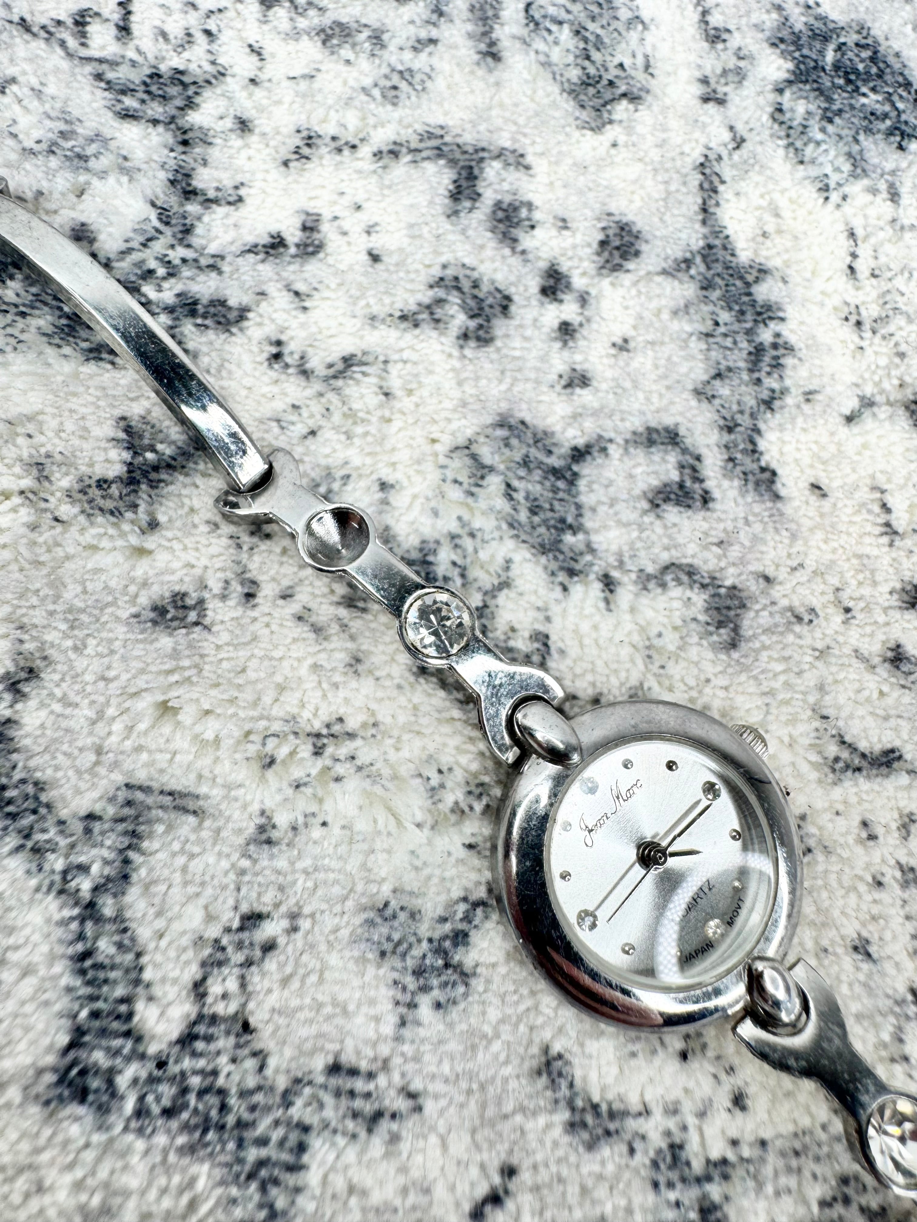 Y2K Jean Marie Silver Tone Jewel Embellished Watch