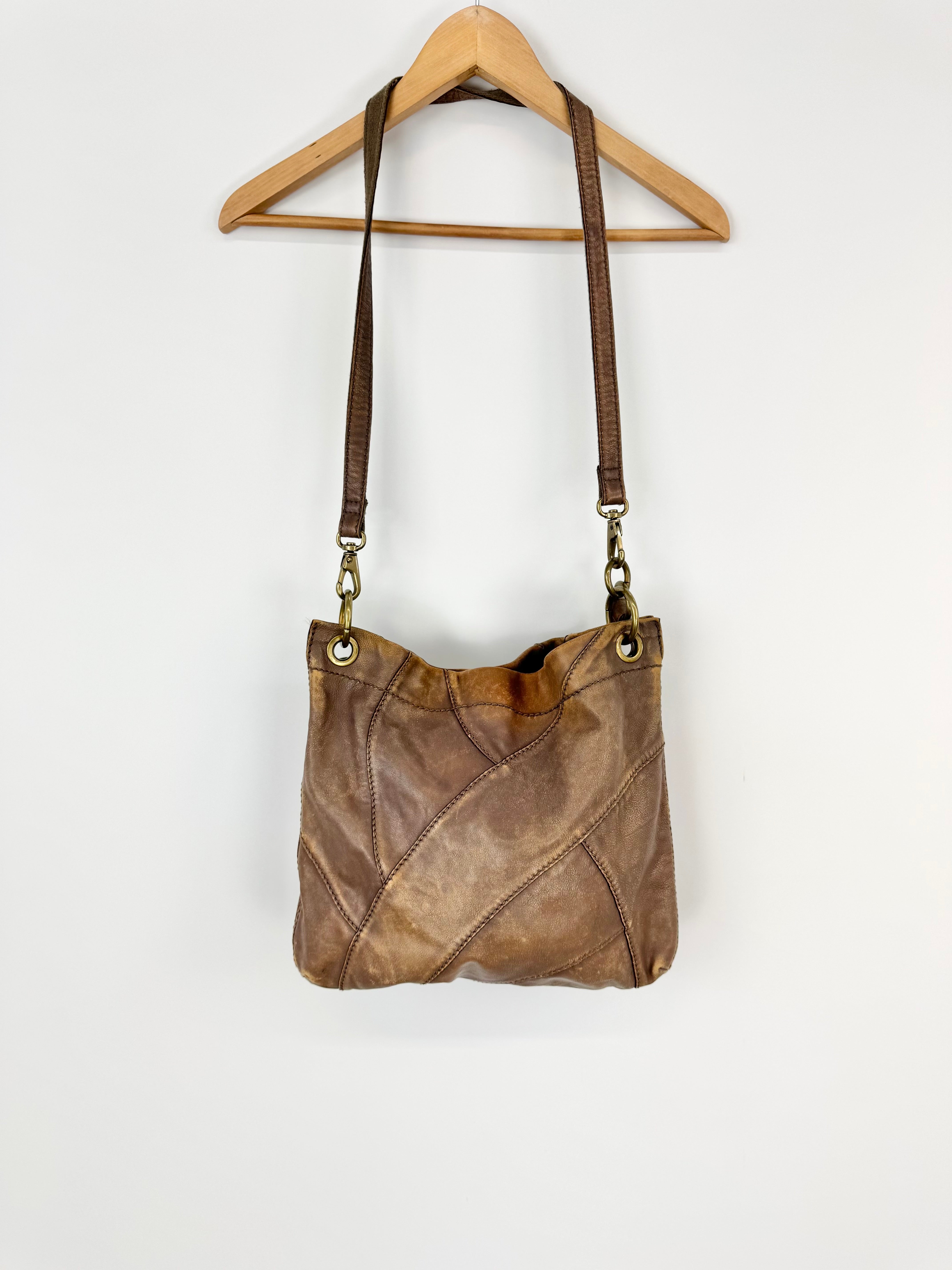 Fossil Brown Patchwork Shoulder Bag