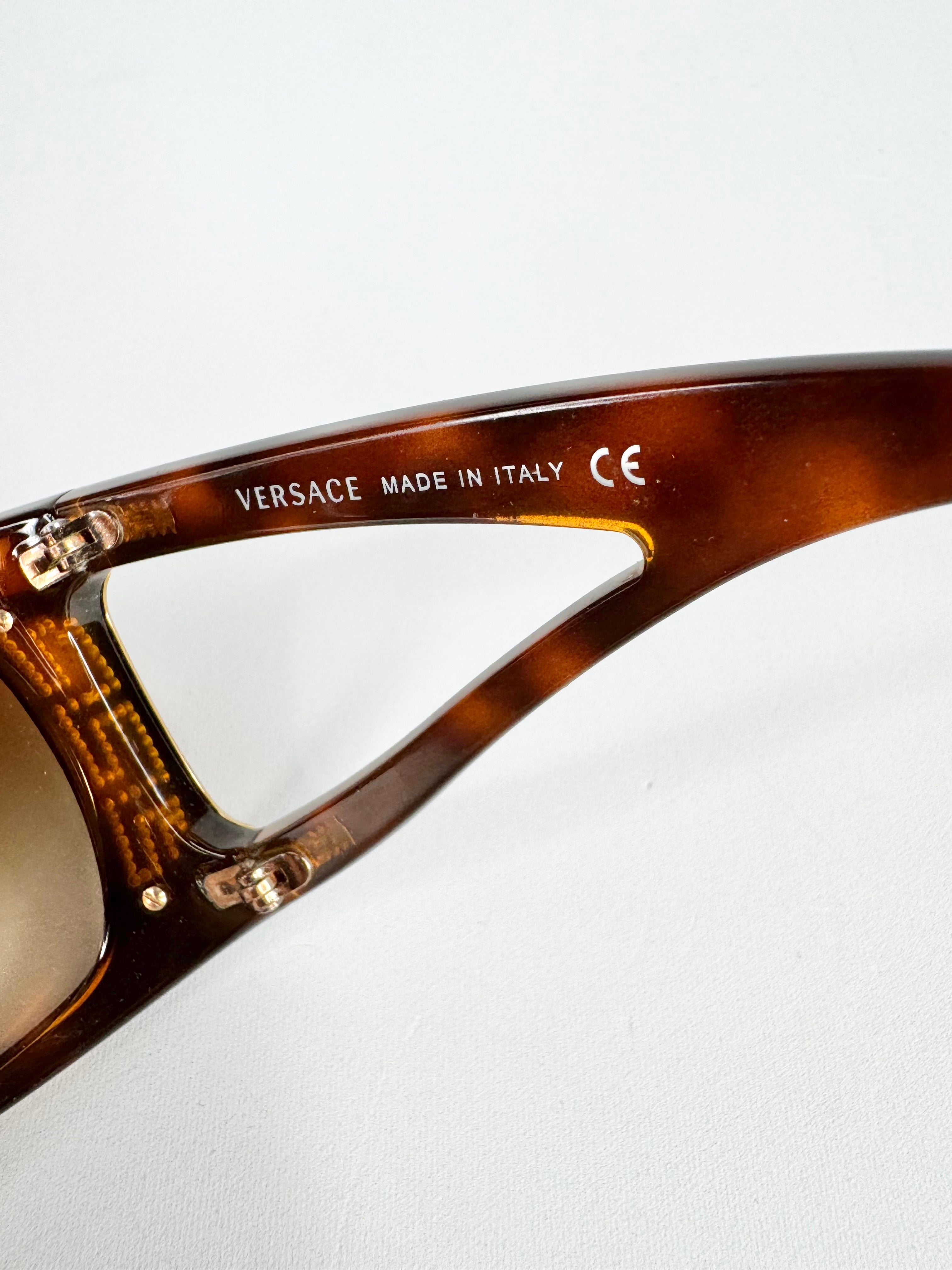 Y2K Versace Oversized Crystal Studded Tortoiseshell Sunglasses