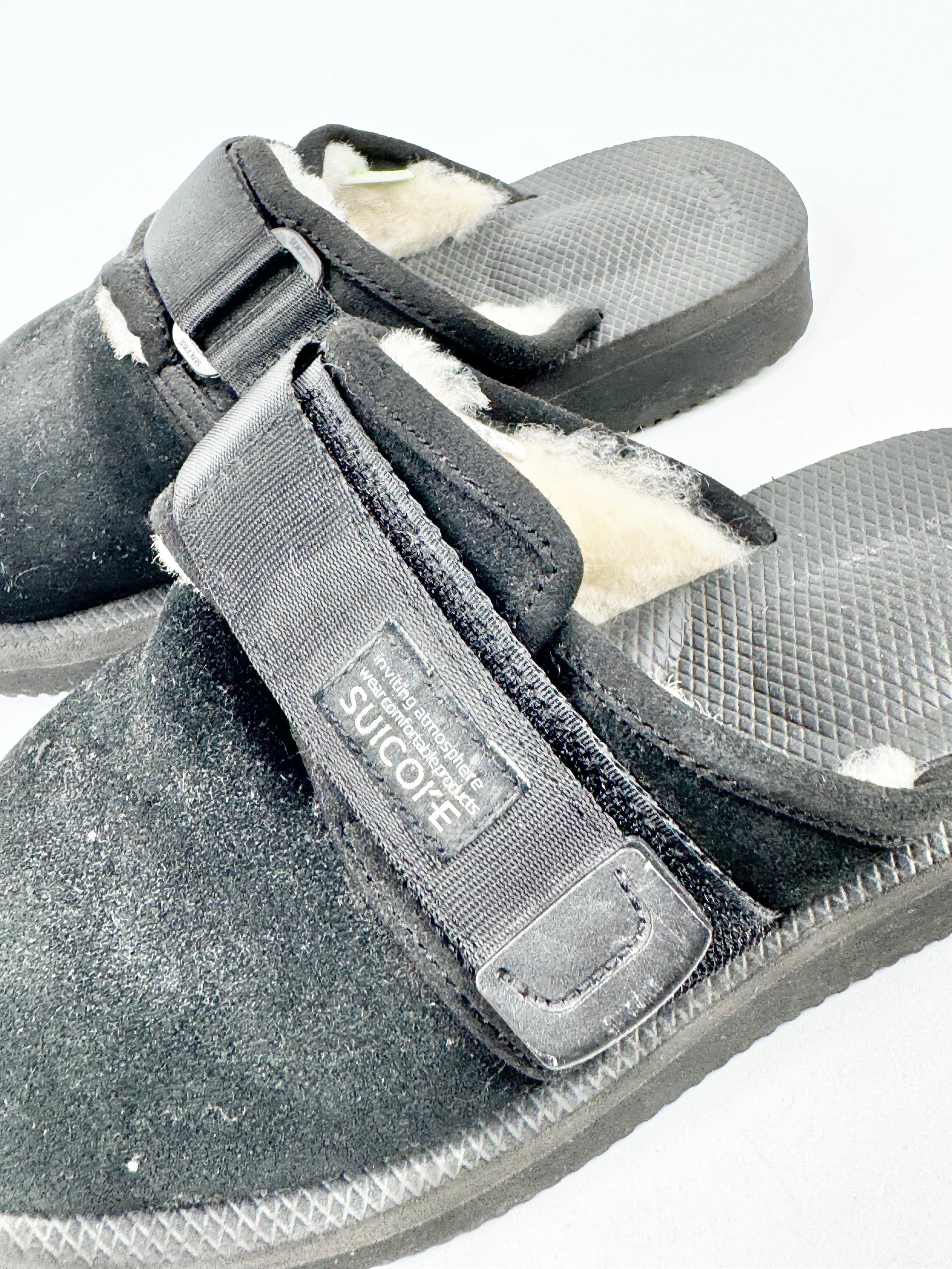 Suicoke Black Shearling Lined Slip Ons - EU35