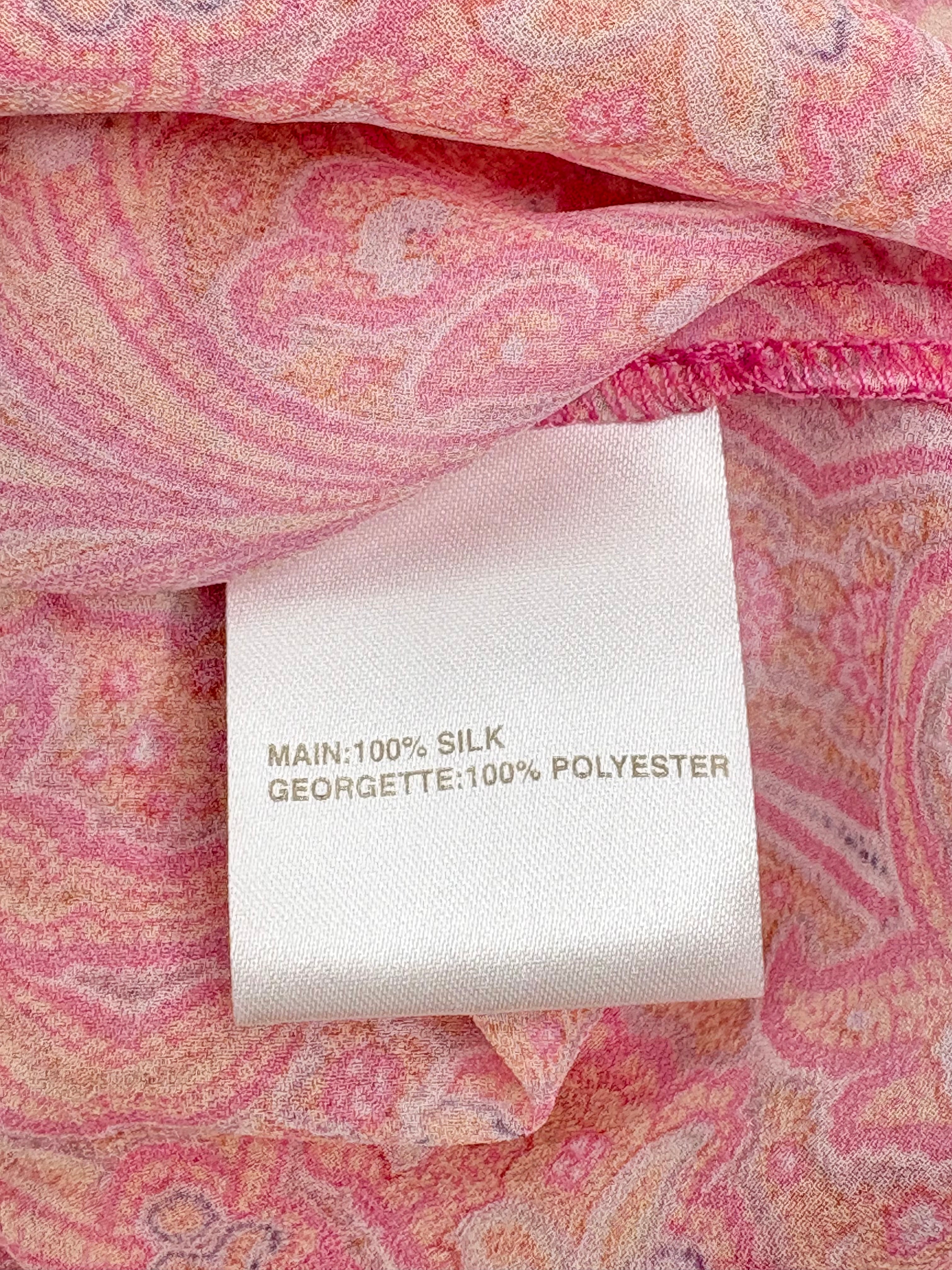 Kachel Pink Silk Paisley Georgette Sleeveless Top - AU12