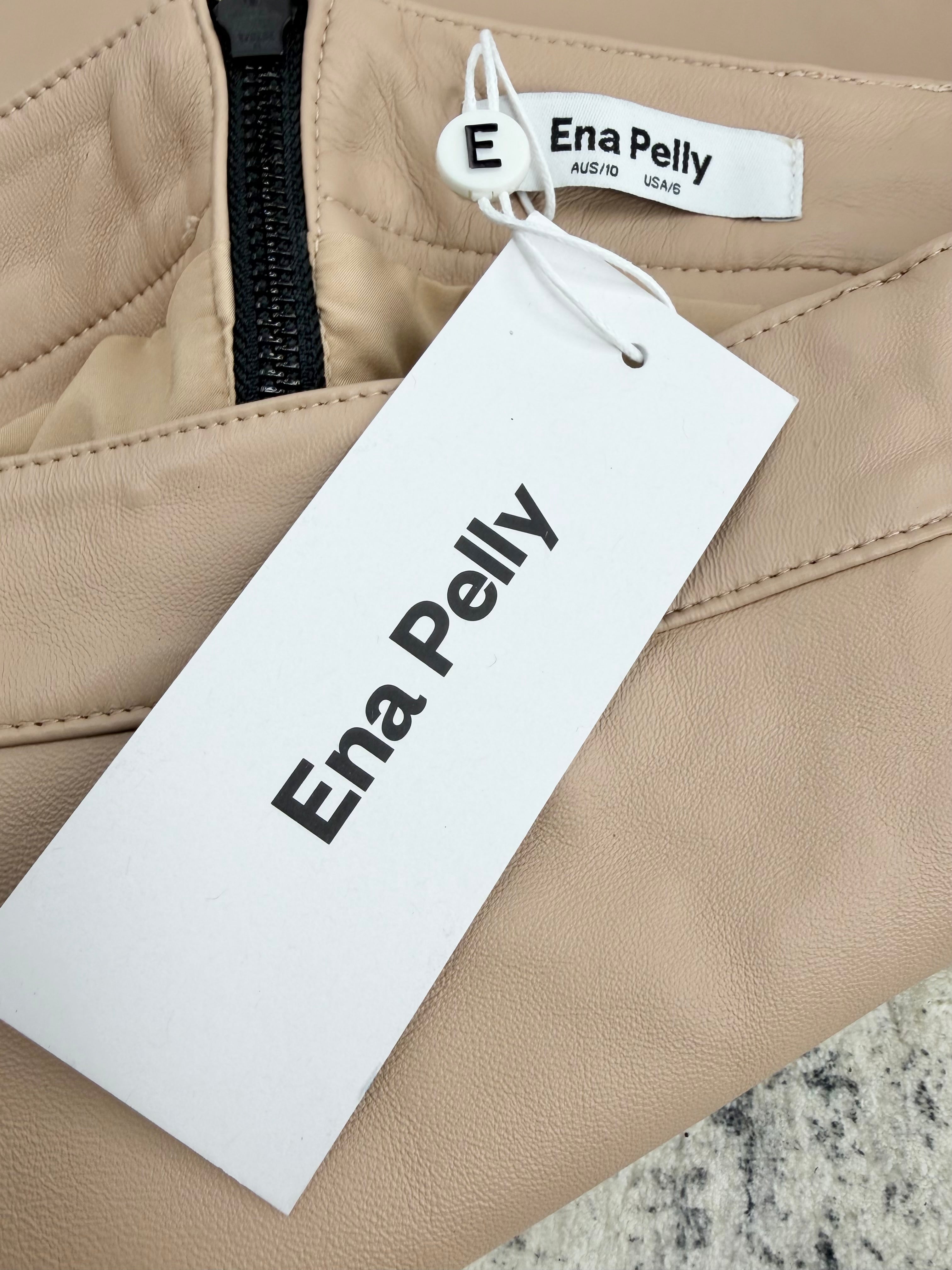 Ena Pelly Latte Leather Asymmetrical Button Skirt NWT - AU10
