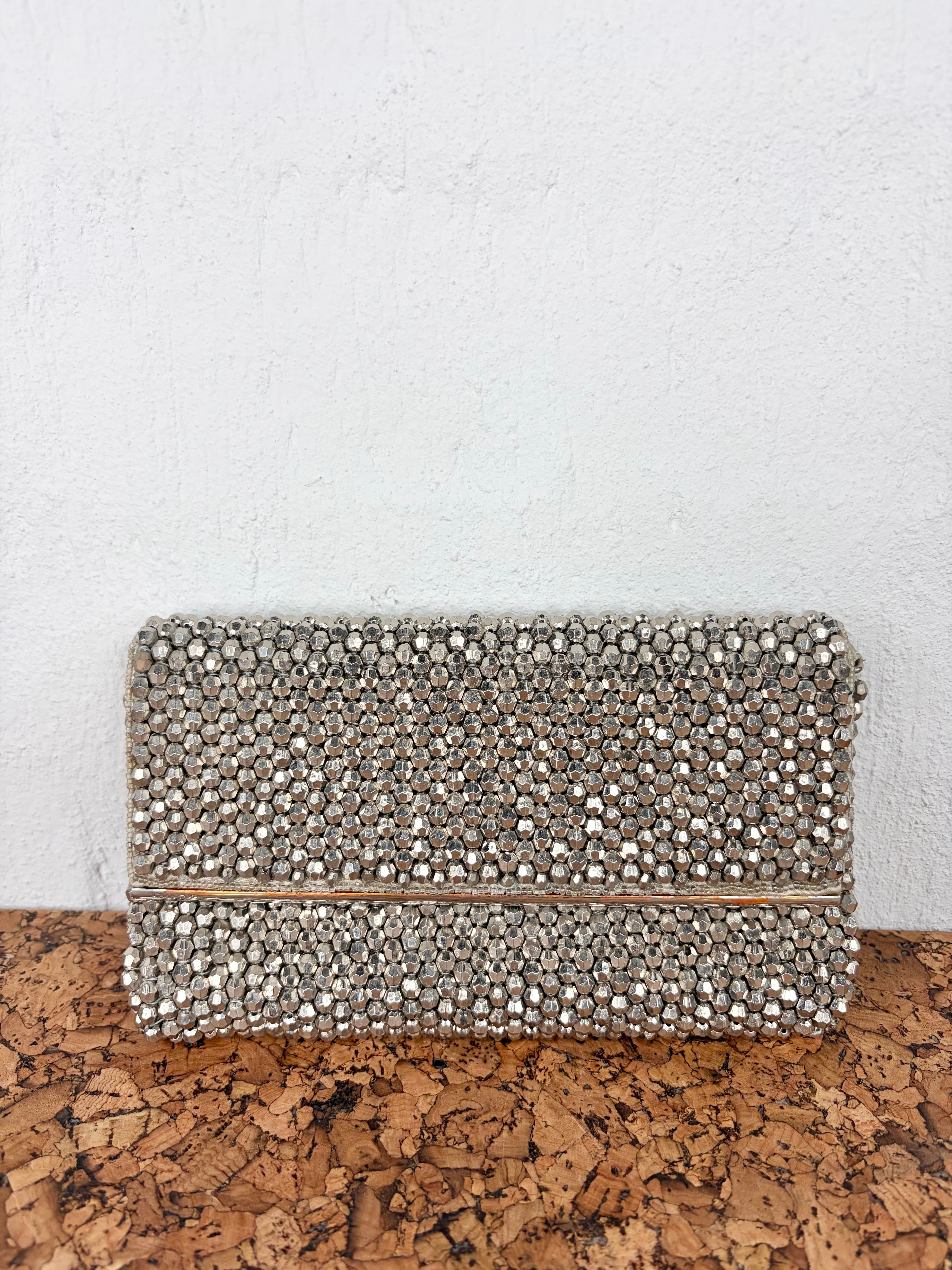 Dune London Silver Beaded Clutch