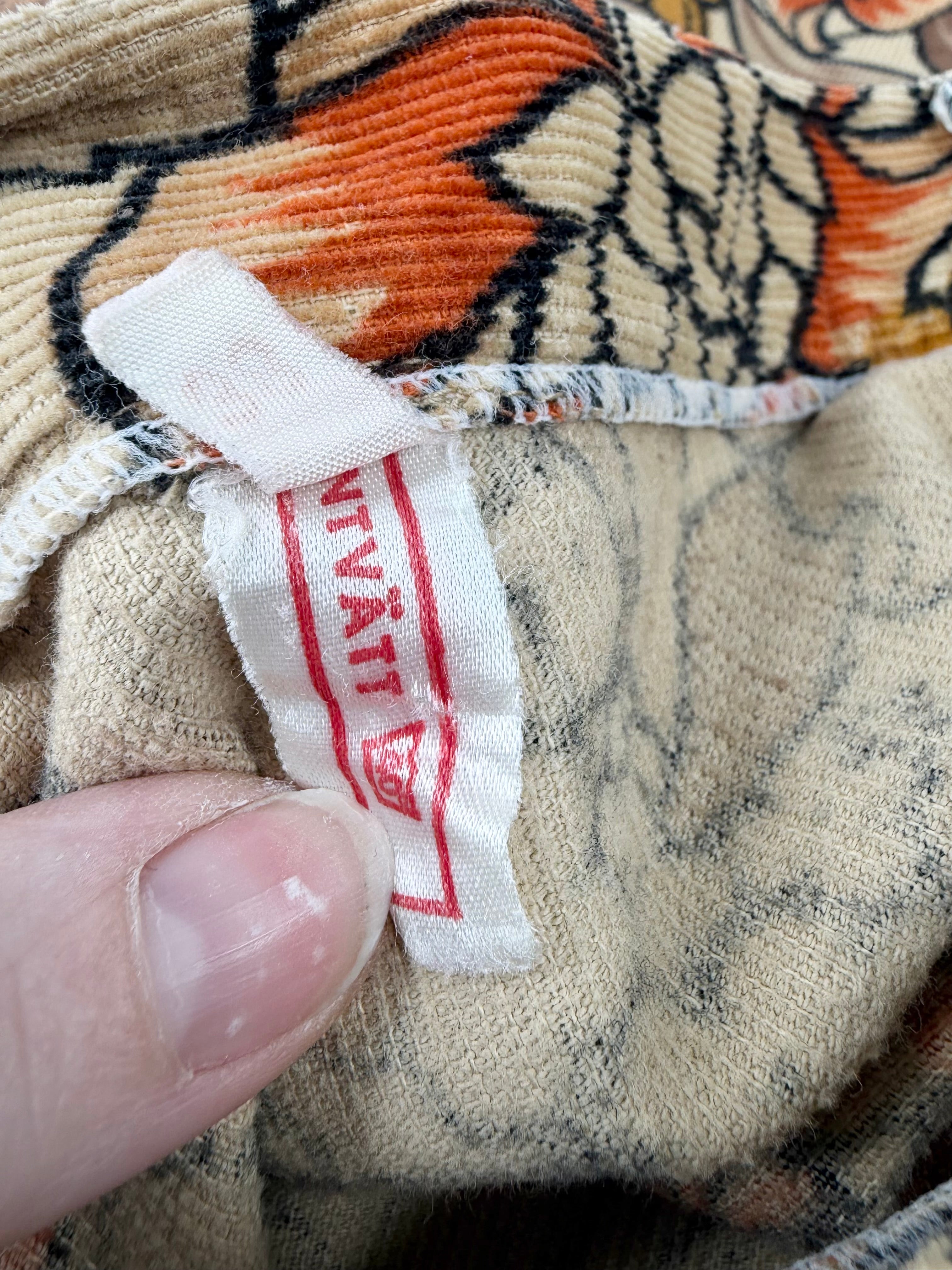 Retro Scandinavian Floral Patterned Corduroy Skirt - AU8/10