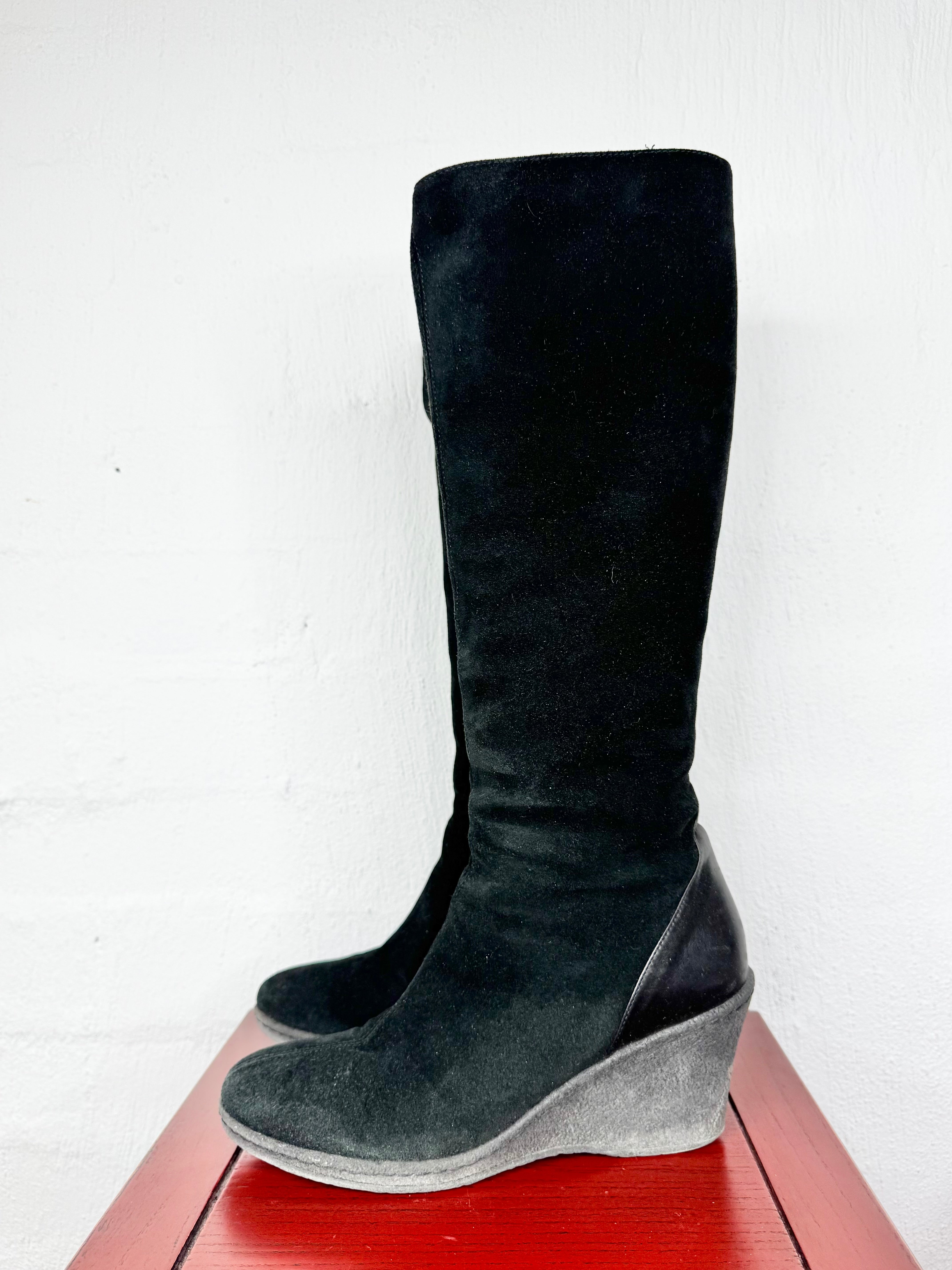 Aquatalia by Marvin K Black Wedge Knee-High Boots - EU39