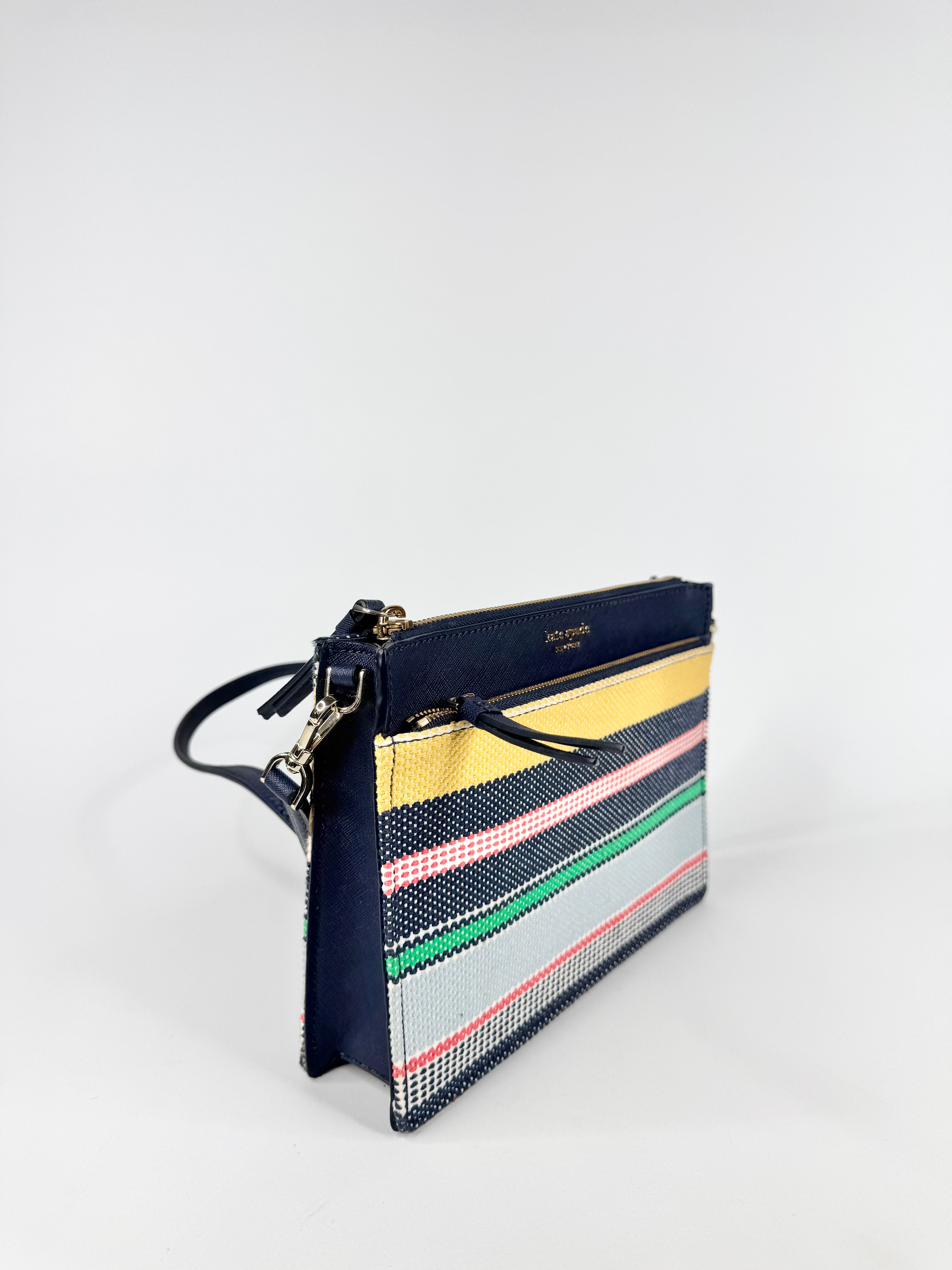 Kate Spade 'Rima' Blue Striped Cross Body Bag