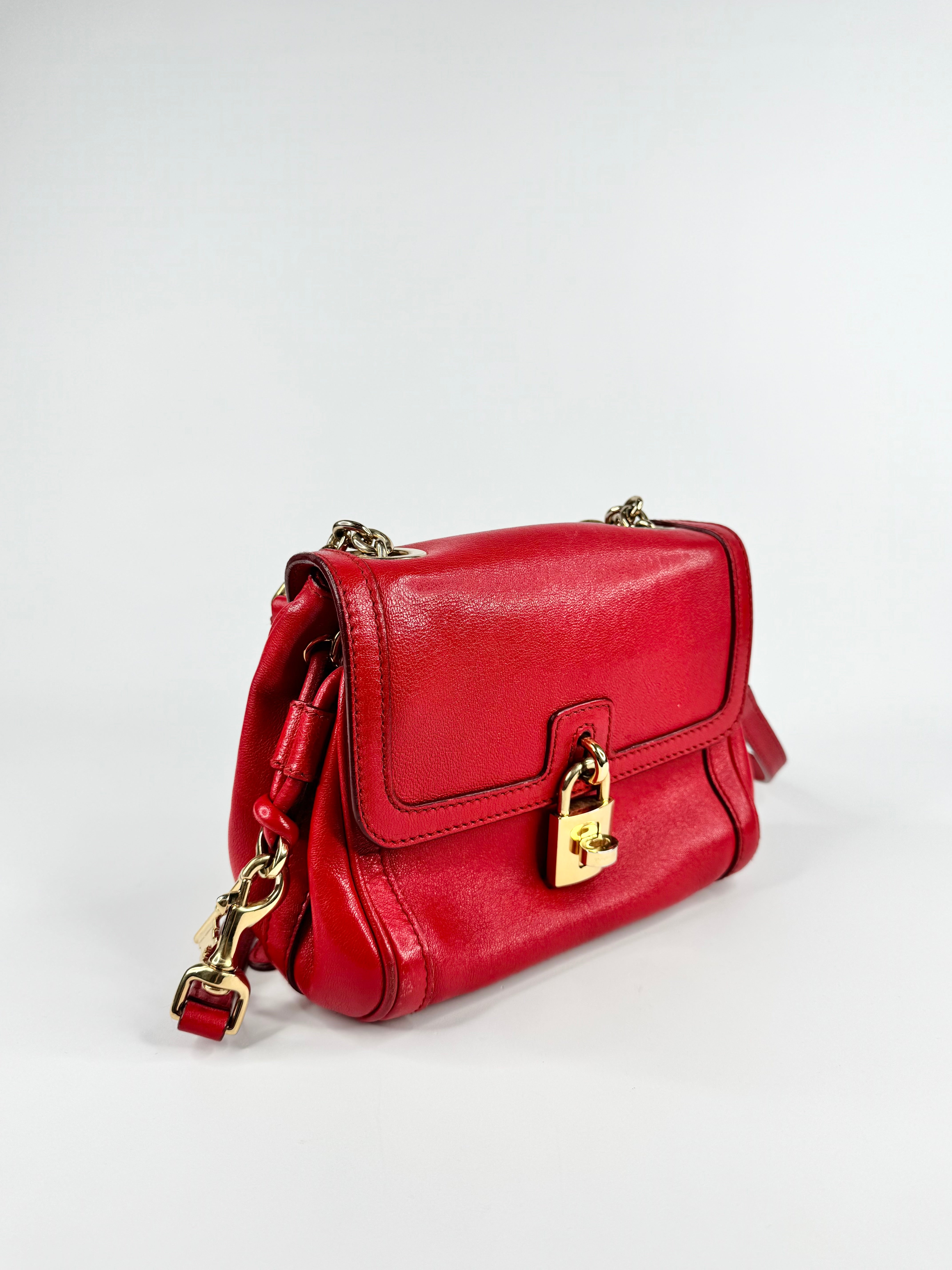 Dolce & Gabbana Red Leather Top Handle Handbag