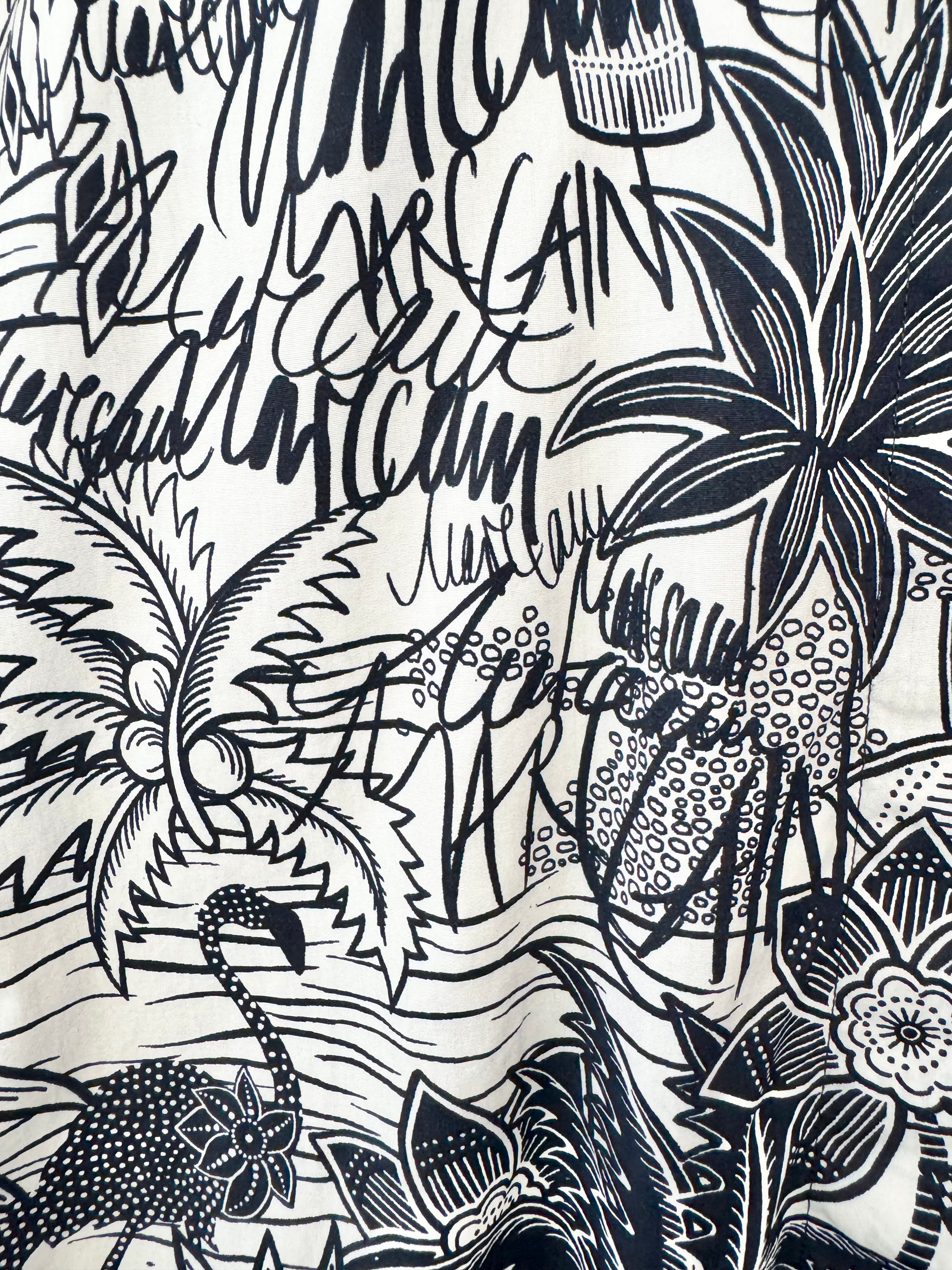 Marc Cain Black & White Botanical Pattern Shirt Dress - AU12