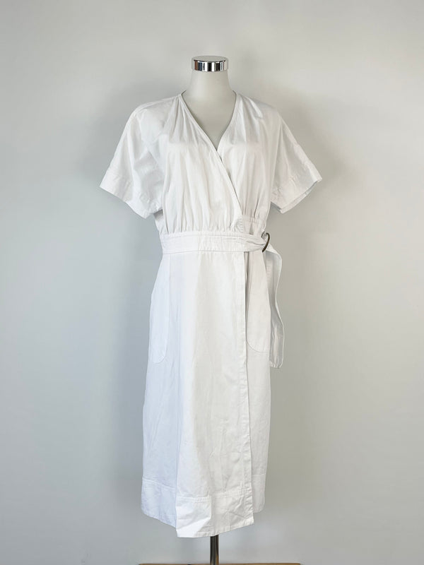 Morrison White Crisp Cotton Wrap Dress - AU8