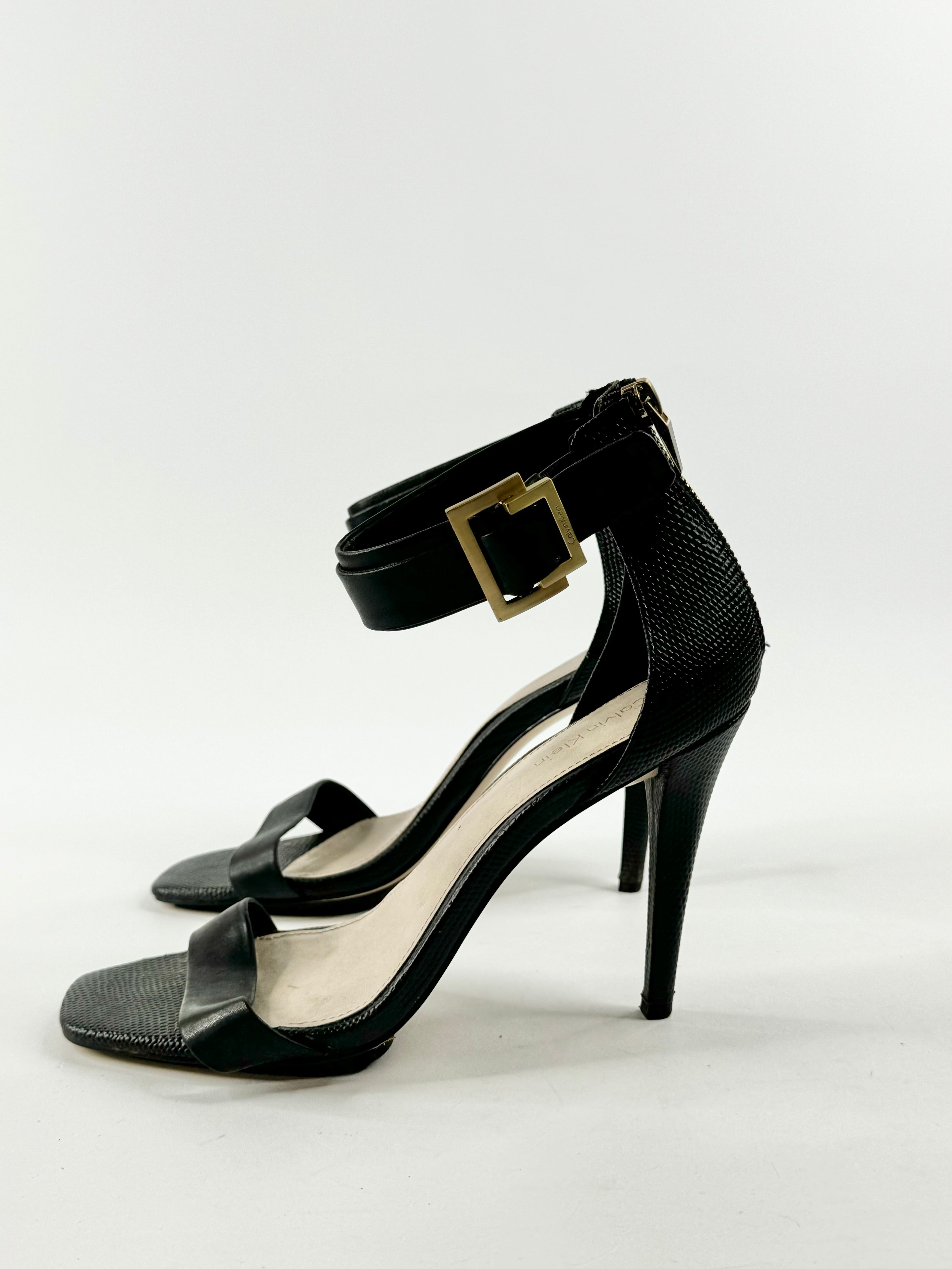 Calvin Klein Black Lizard Texture 'Sable' Stilettos - EU38