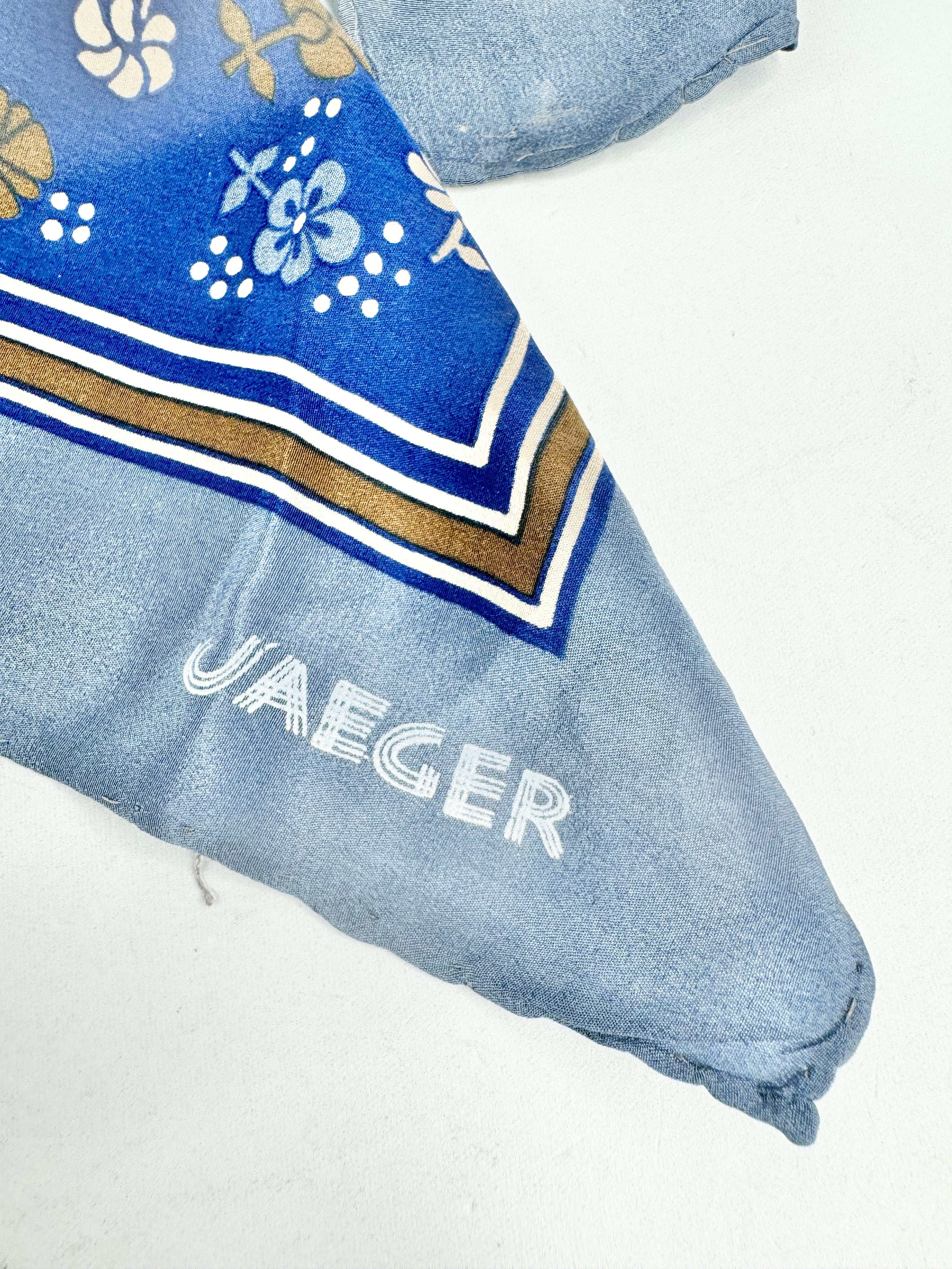 Jaeger London Blue Floral Silk Scarf