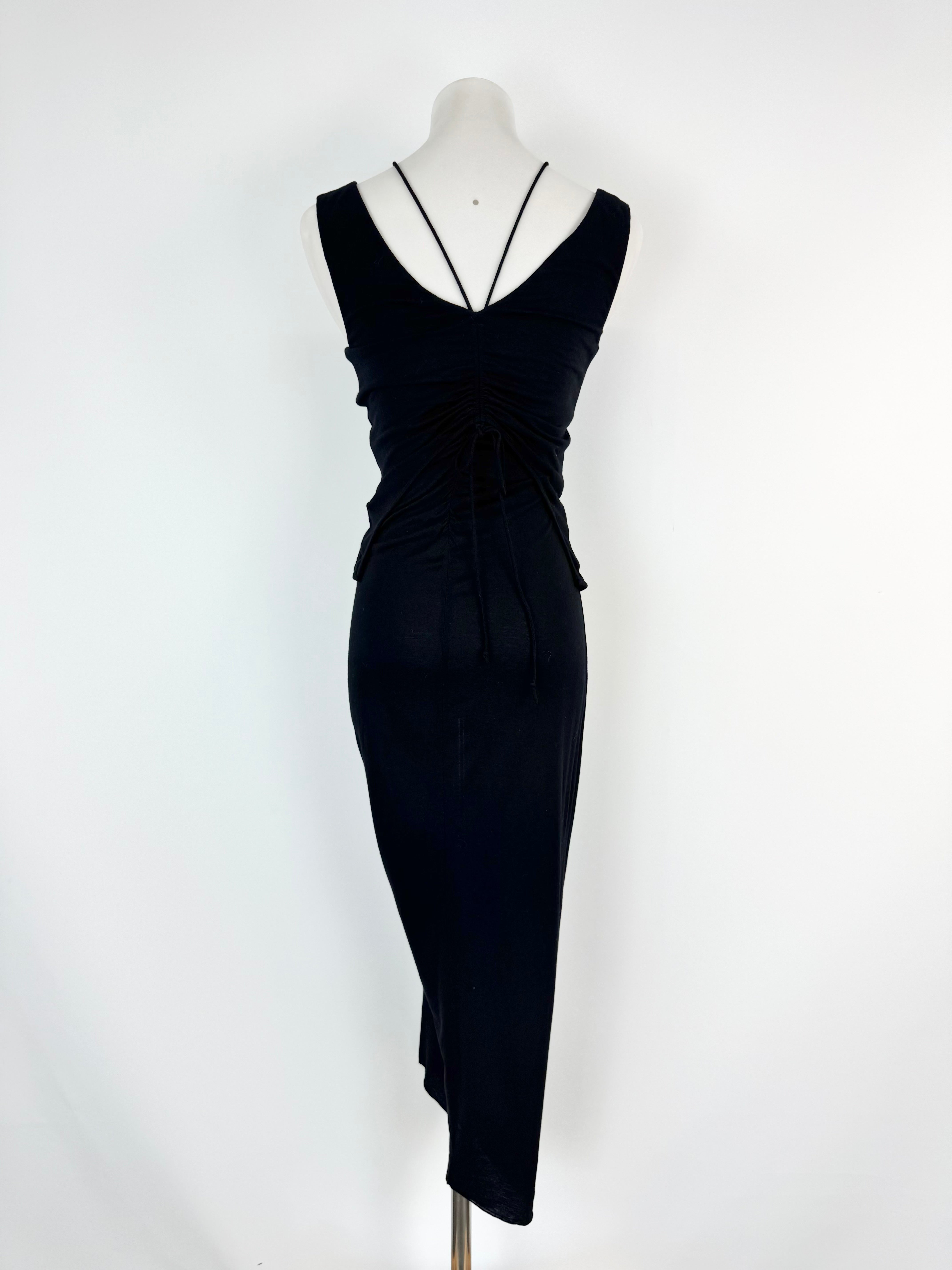 Helmut Lang Black Ruched Midi Dress - AU6/8