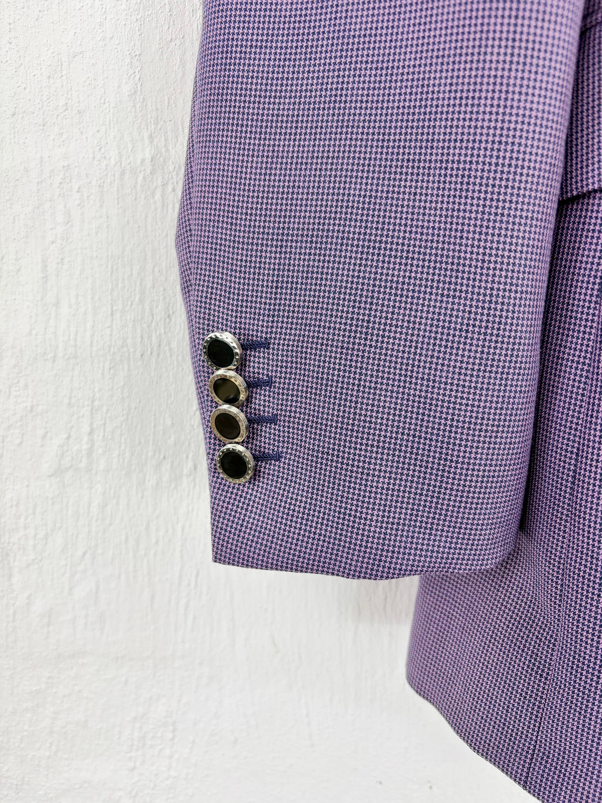 Stefano Ricci Mauve & Navy Houndstooth Mohair Cashmere & Silk Sports Jacket - 54