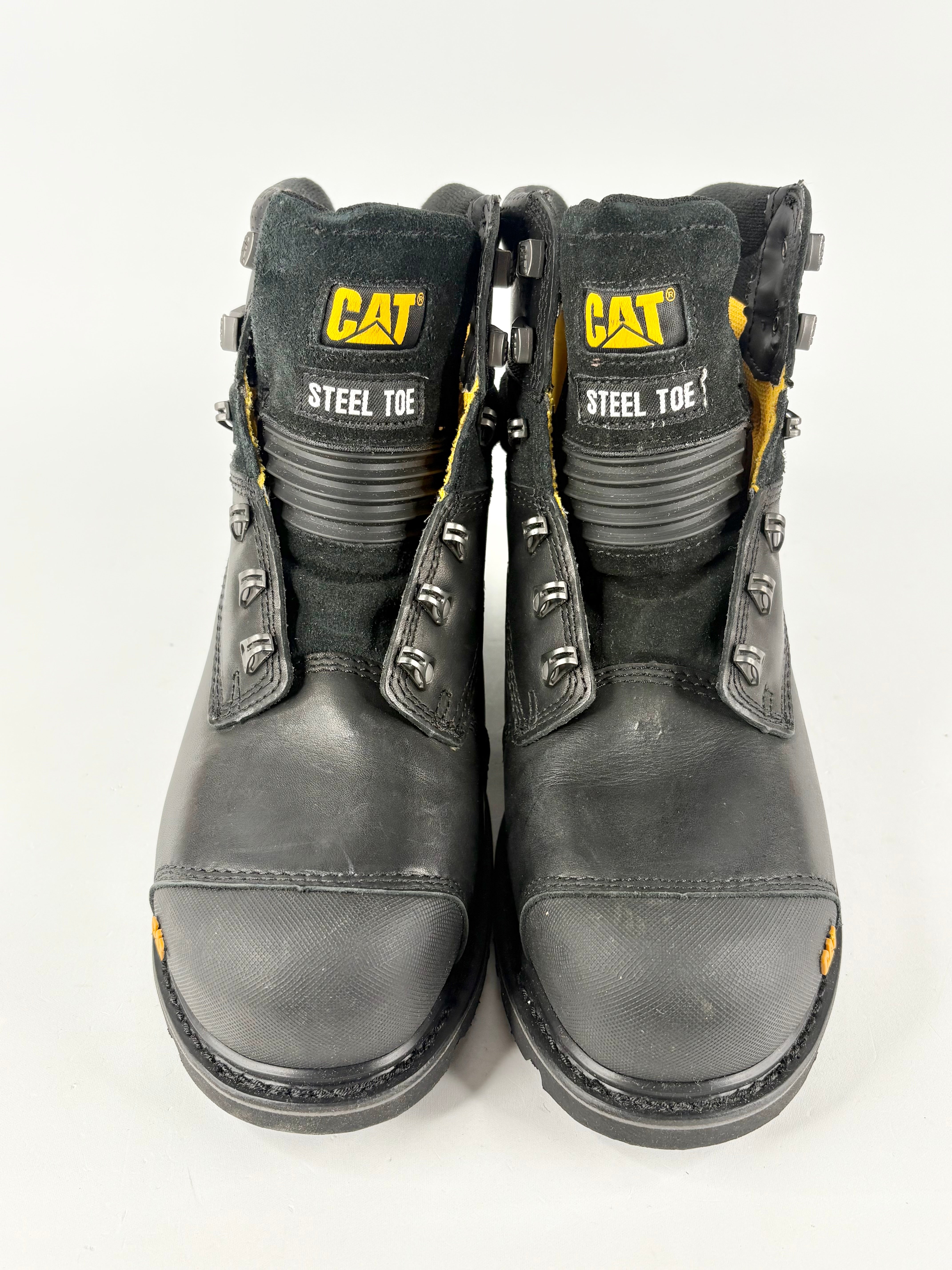 Caterpillar Black Leather 'Brakeman' Steel-Capped 6" Work Boots - EU41