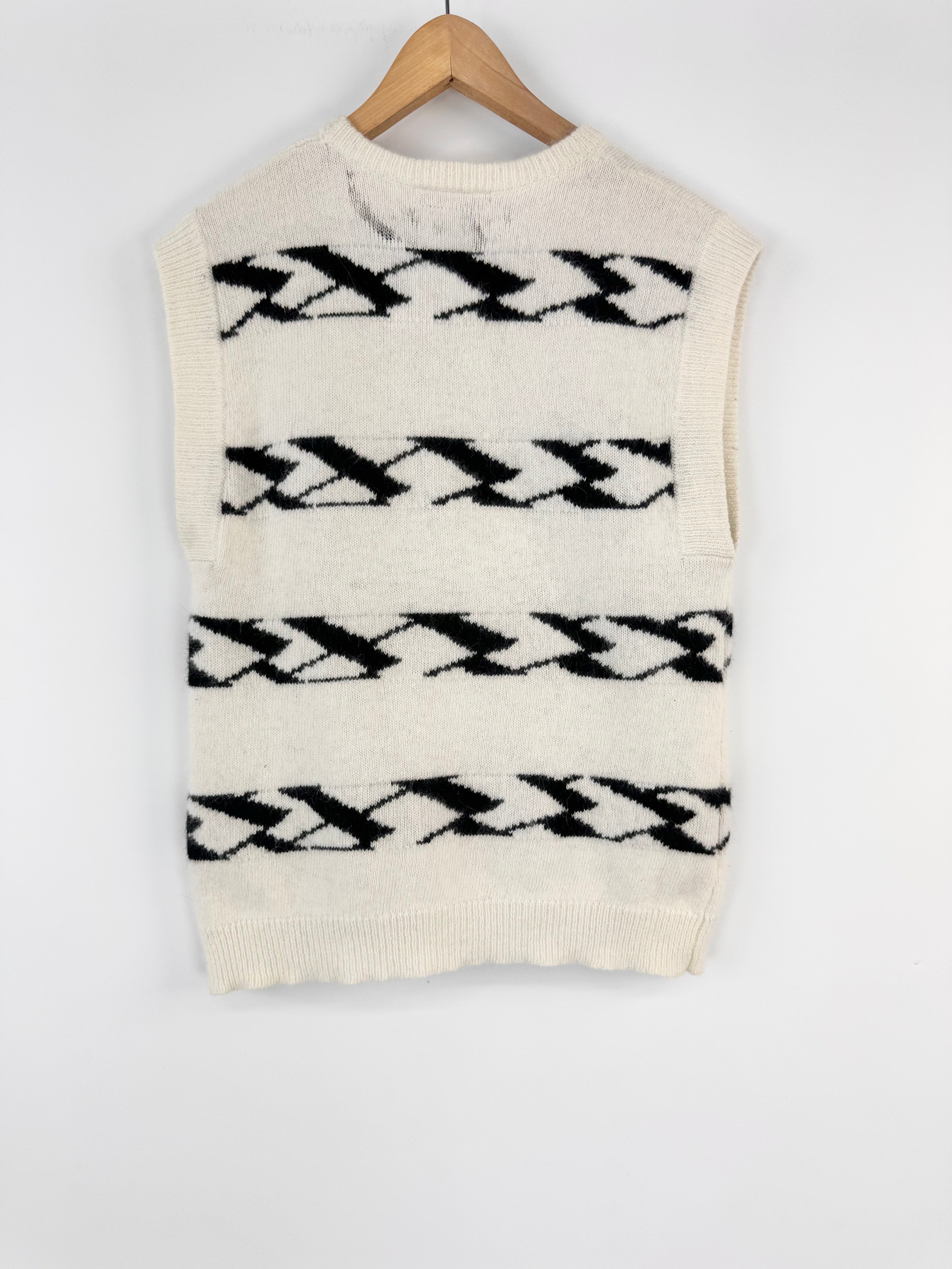 Manning Cartel White & Black Pattern Angora Blend Vest - AU8/10