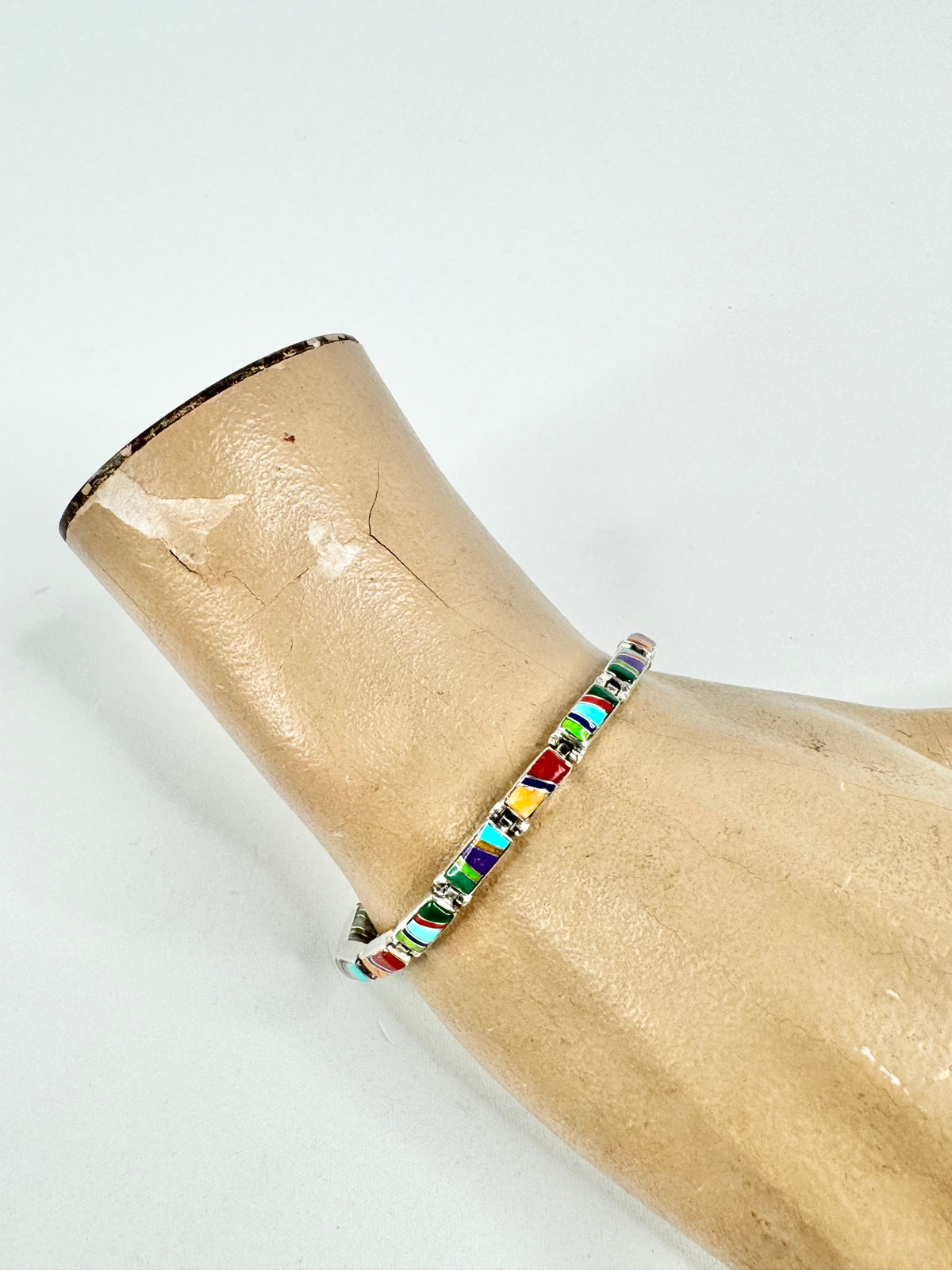 Vintage Silver Semi-Precious Gemstones & Opal Bracelet
