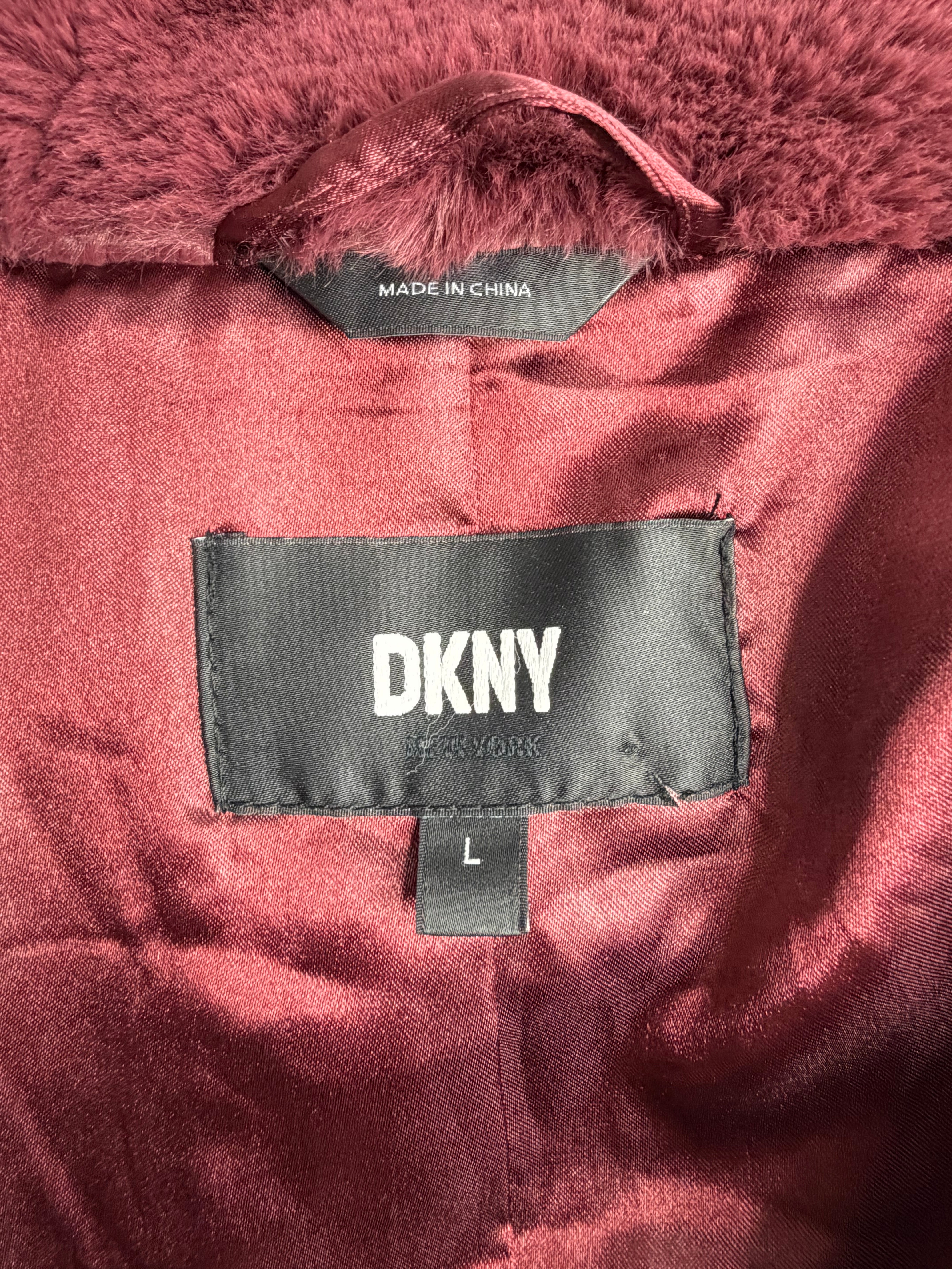 DKNY Soft Plum Hooded Faux Fur Coat - AU12