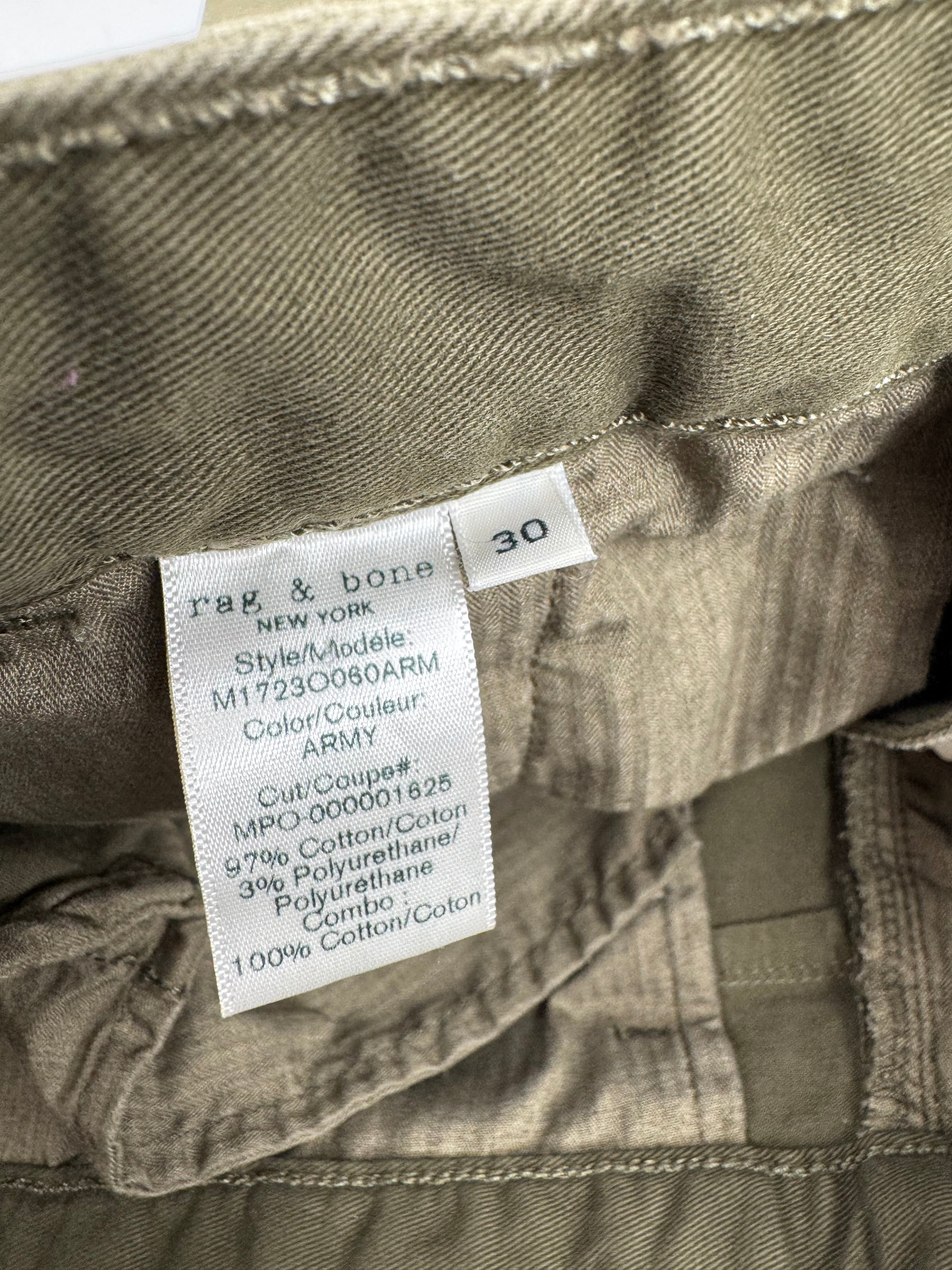 Rag & Bone Army Green Canvas Pants - 30
