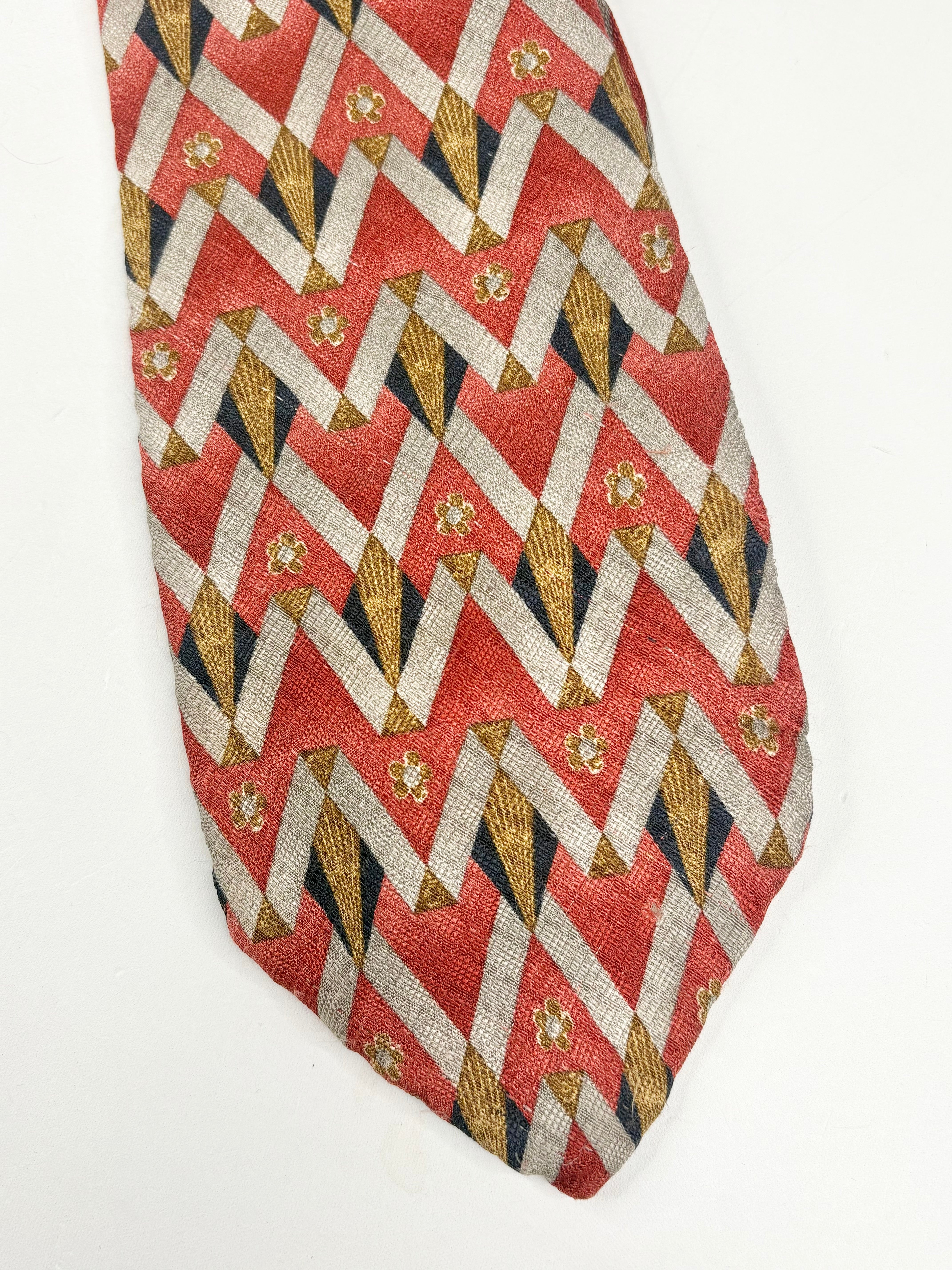 Ermenegildo Zegna Orange Silk-Patterned Tie