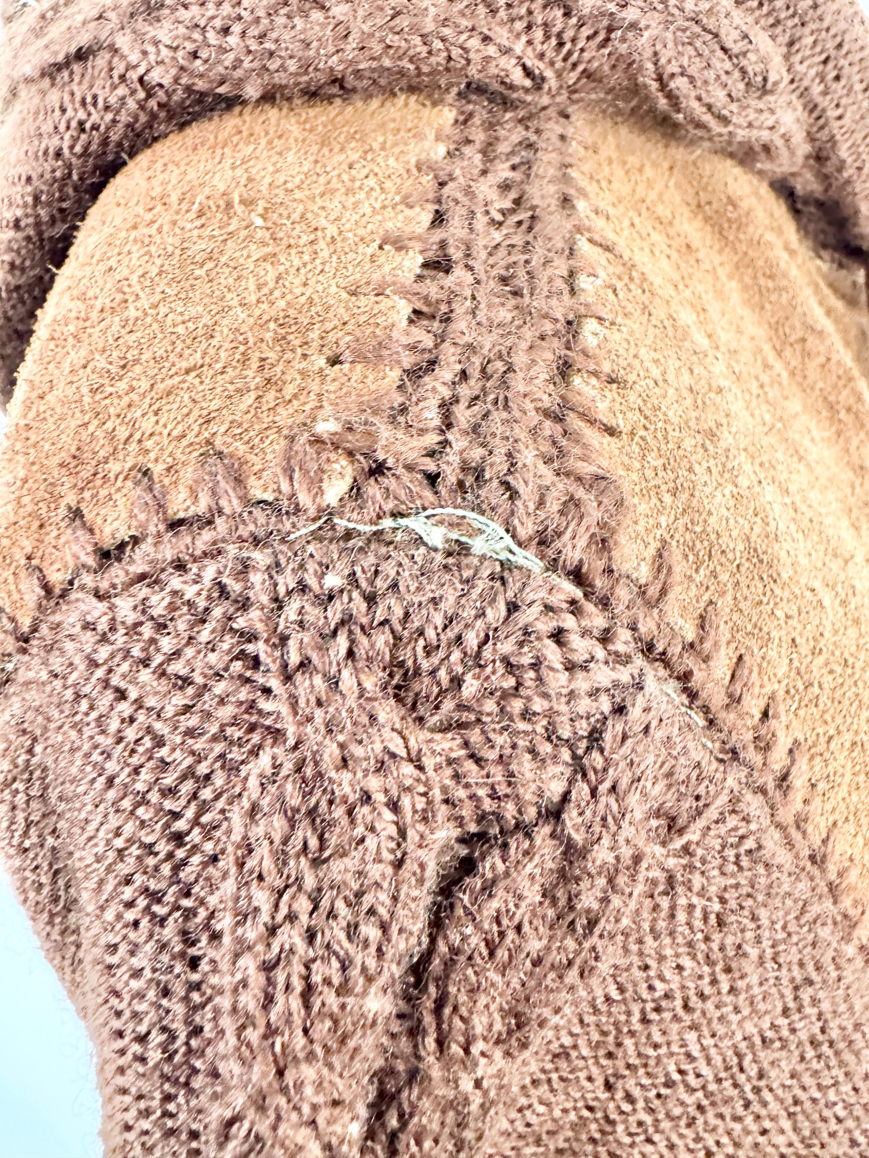 Vintage Suede & Knit Hooded Whipstitch Tan Coat - AU8/10