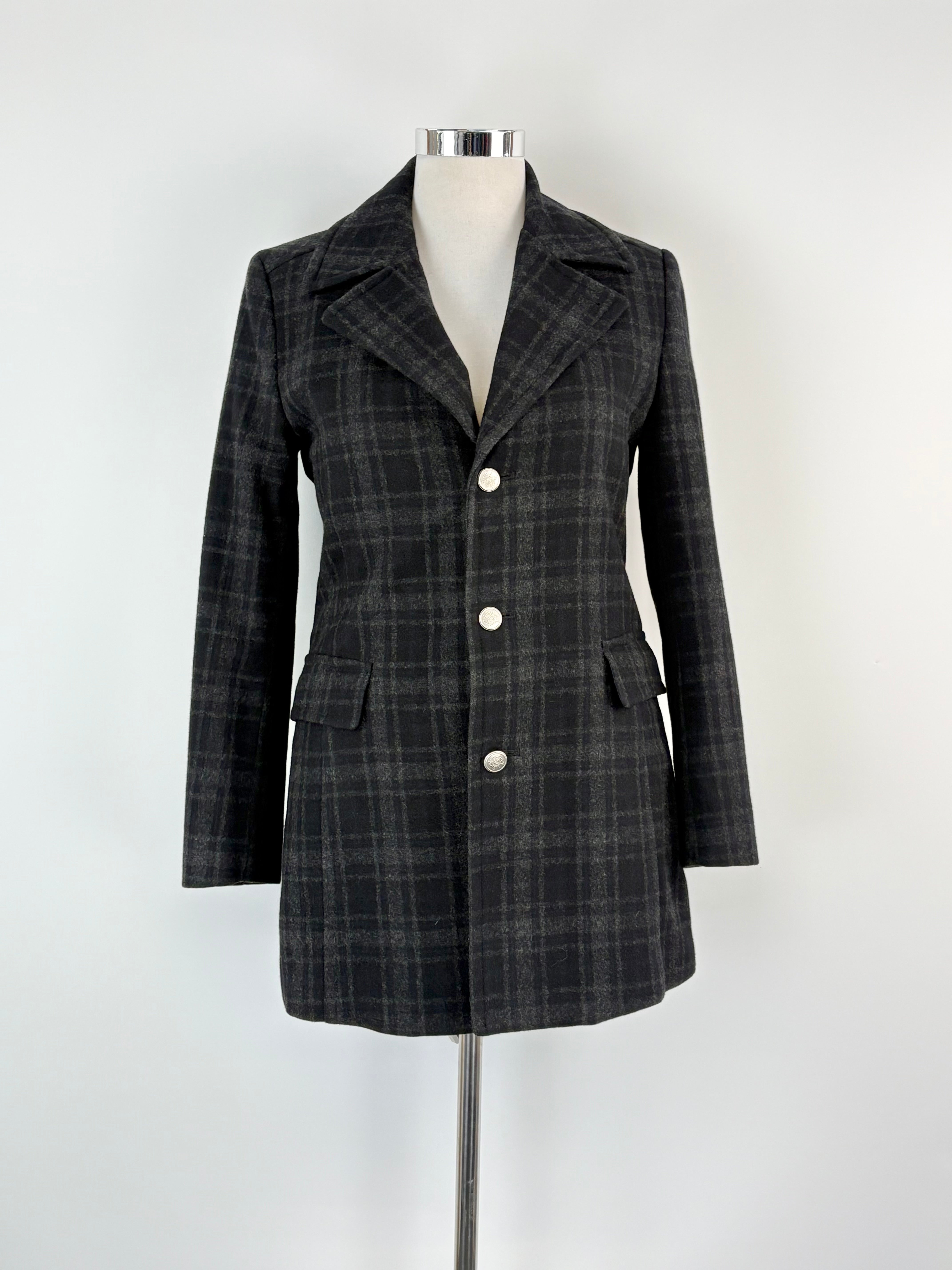 Renoma Paris Black & Grey Striped Wool-Blend Coat - L