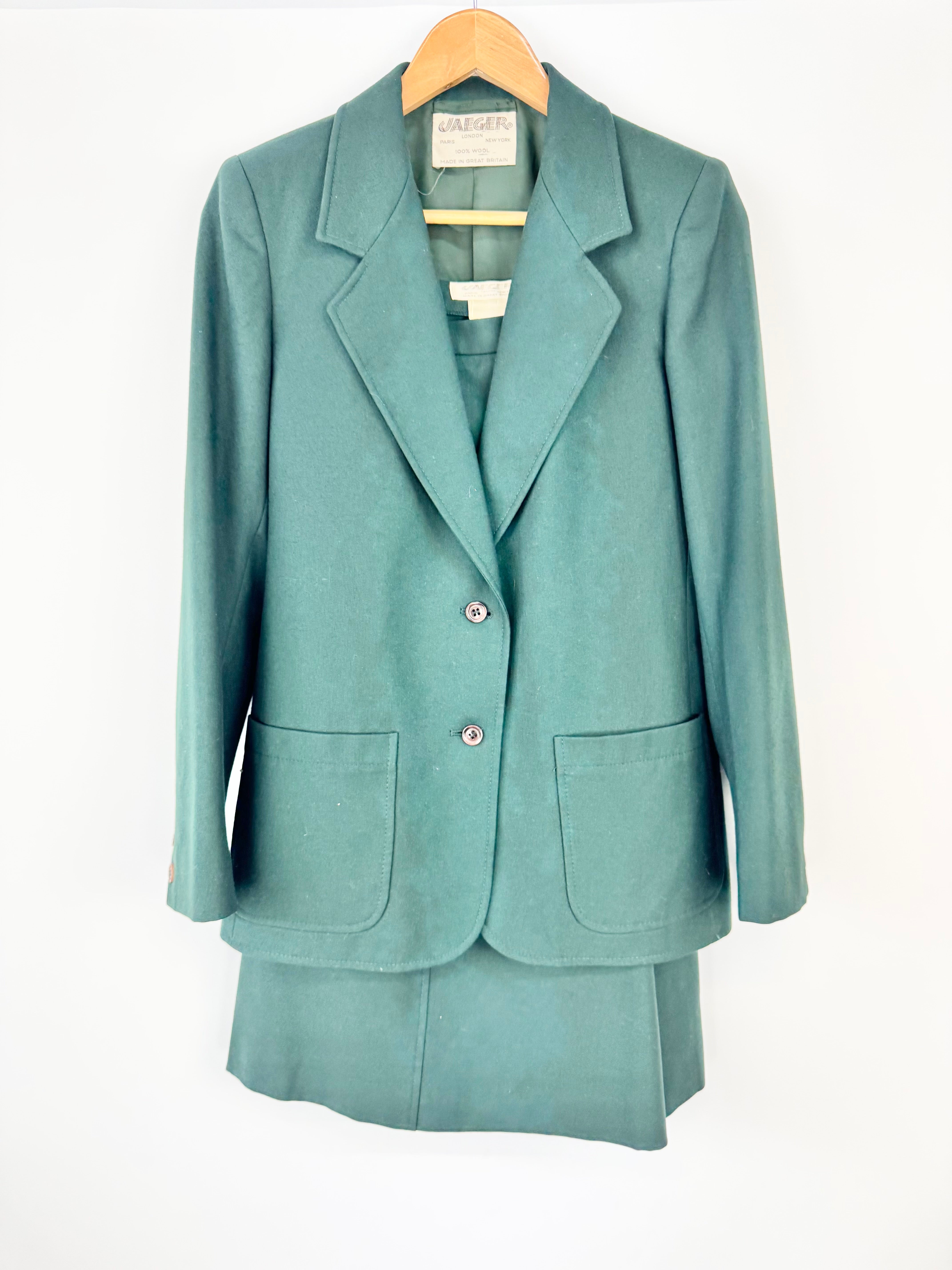 Vintage Jager Forest Green Wool Two Piece Suit - AU10
