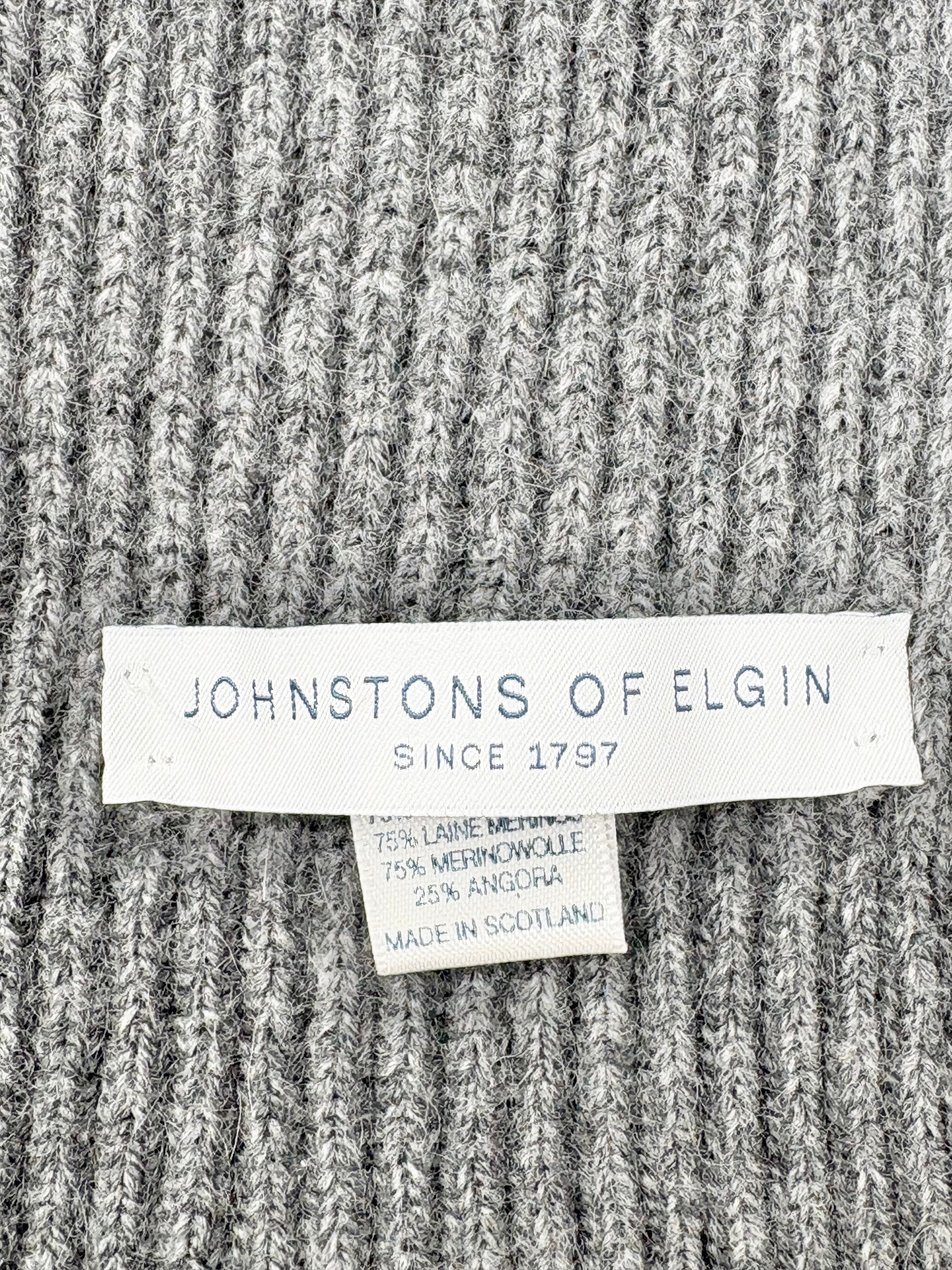 Johnstons of Elgin Charcoal Rib-Knit Wool Scarf