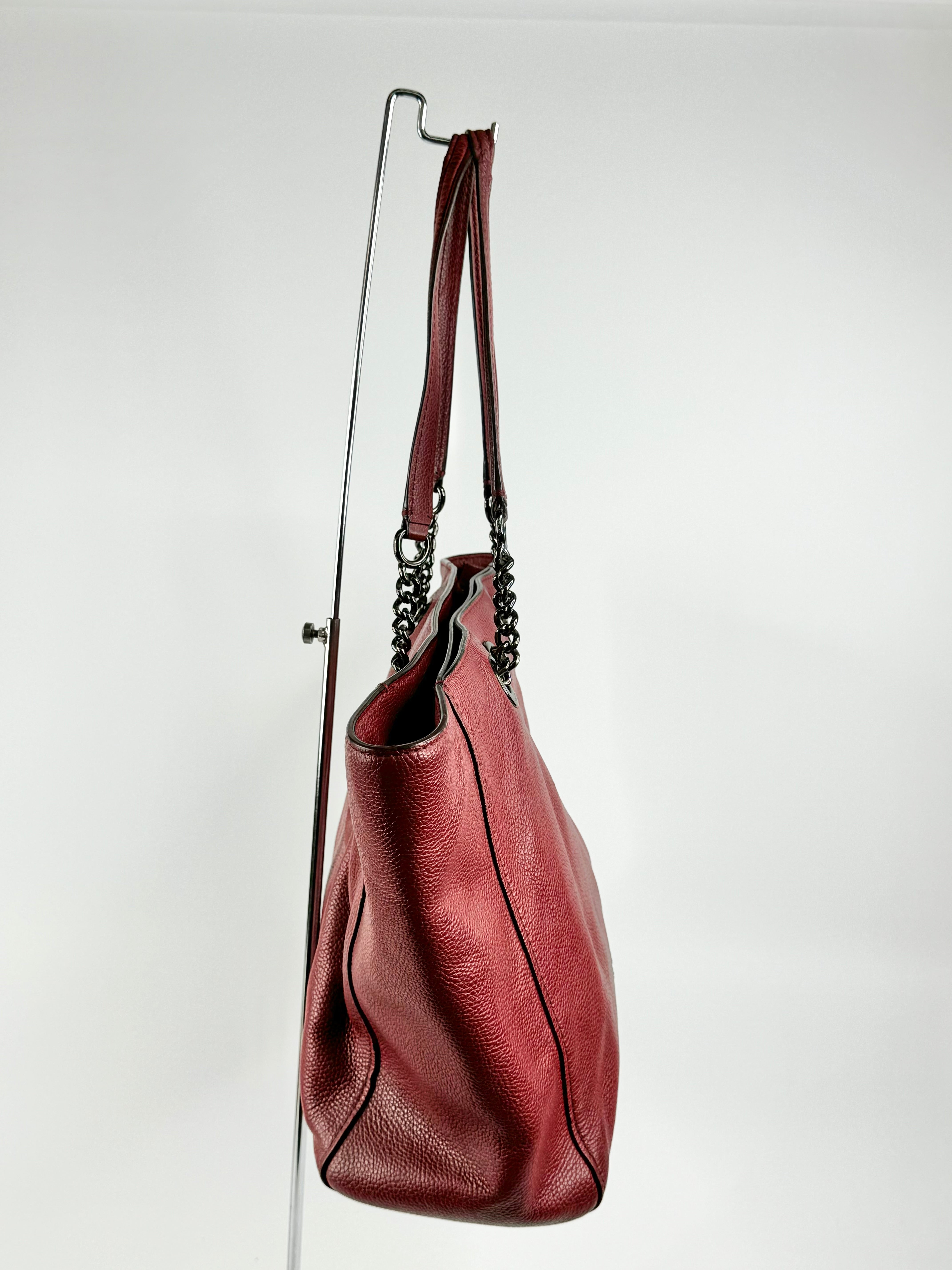 Coach Oxblood Grained Leather Tote