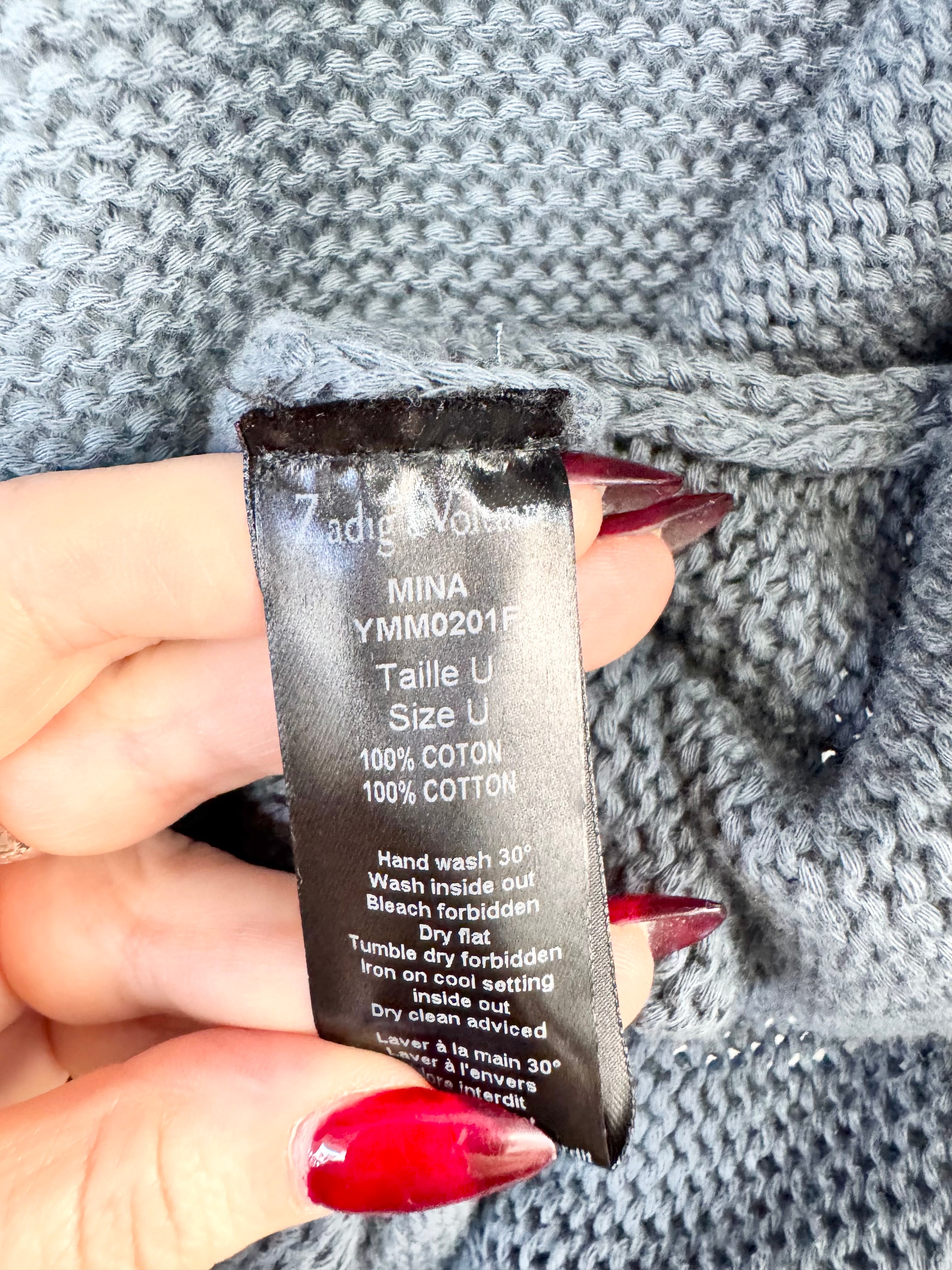 Zadig & Voltaire Stone Blue 'Mina' Cotton Cardigan - AU8/10