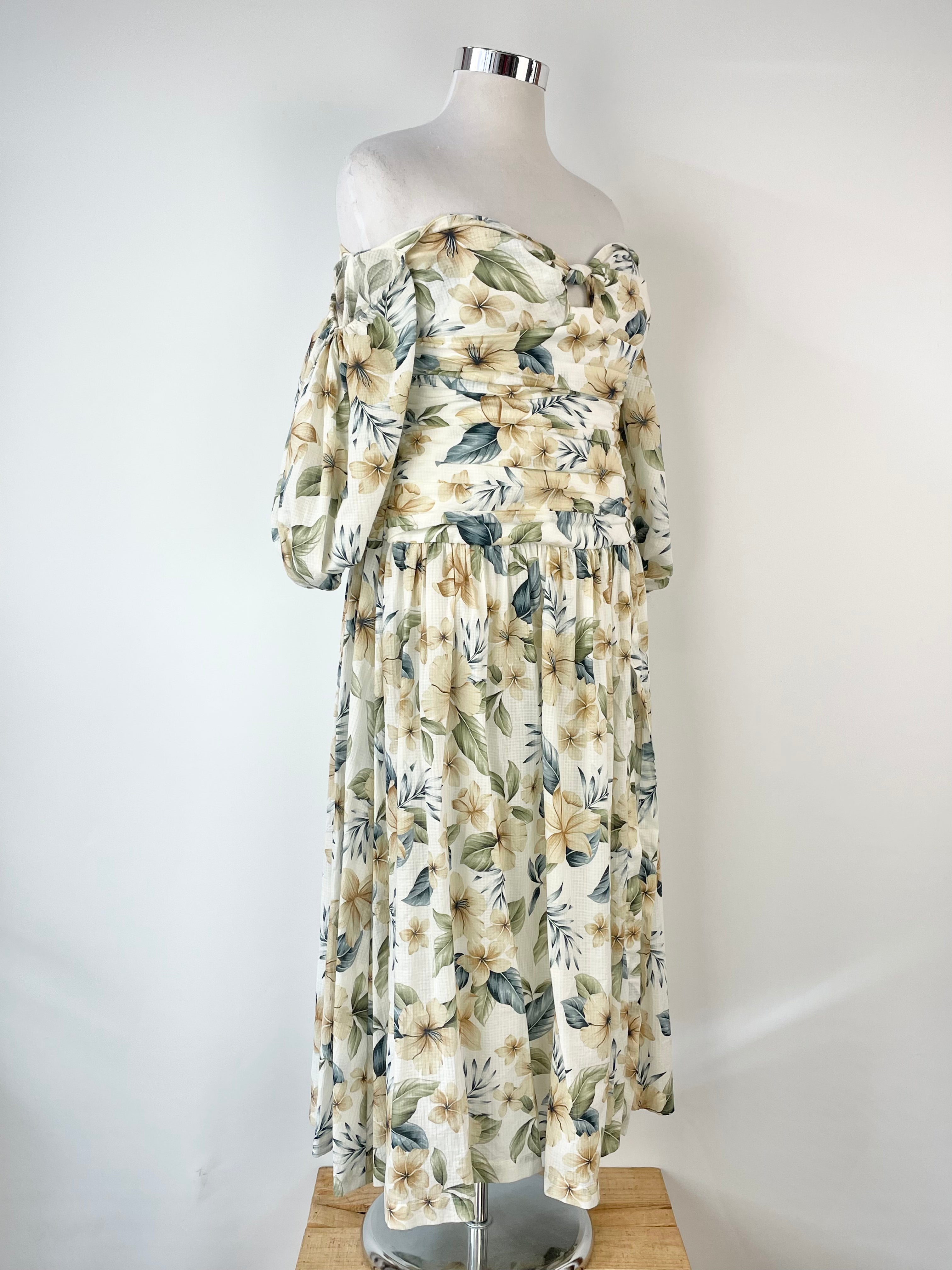 Bec Bridge Fleurette Floral Print Off Shoulder Maxi Dress AU14