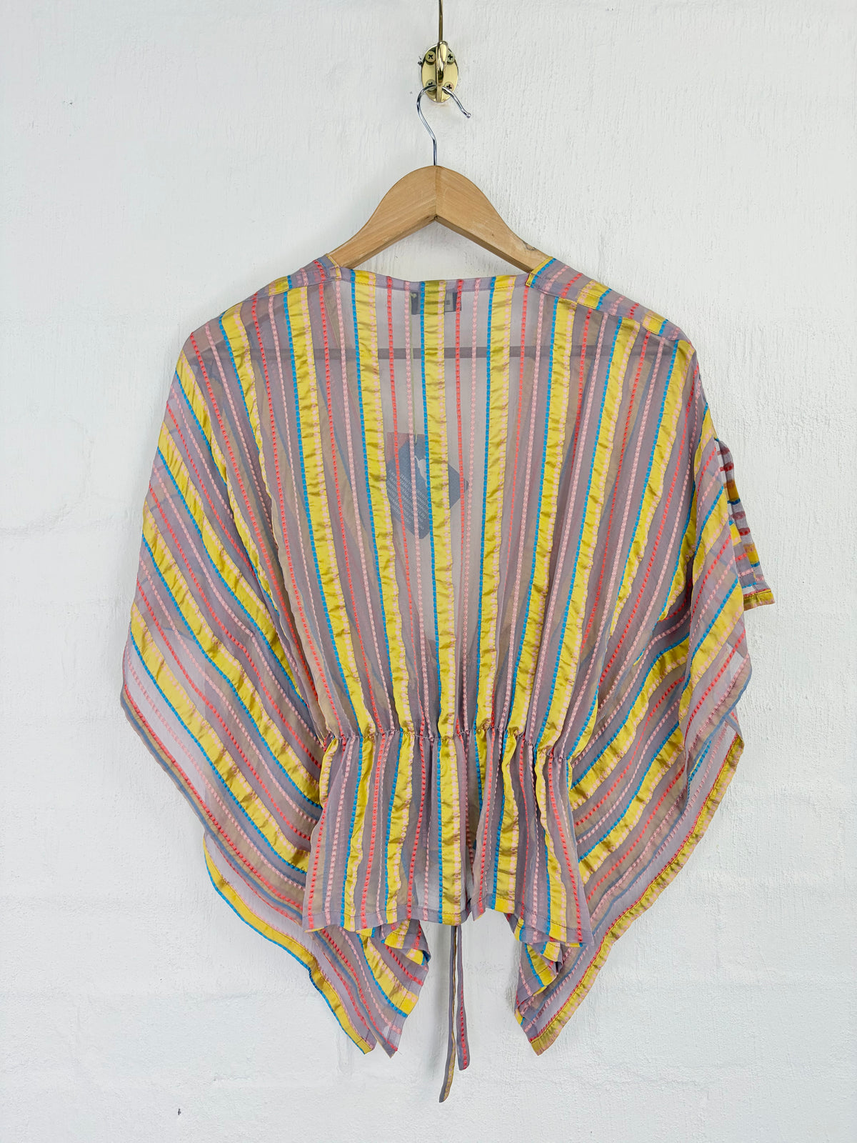 Etro Milano Sheer Pink, Gold, & Orange Silk Blouse NWT - AU16