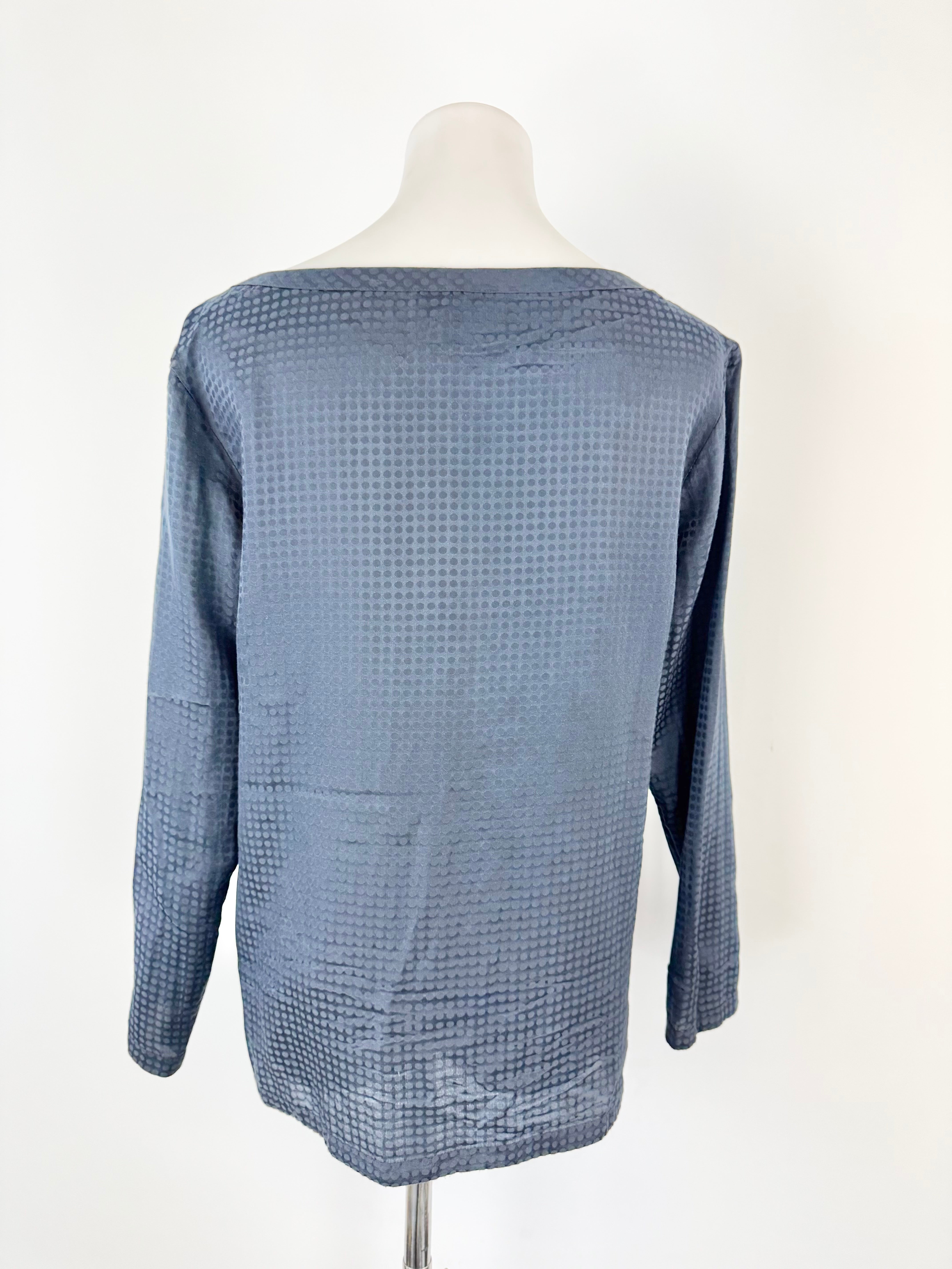 A.P.C Rue Madam Paris Blue Dot Silk & Cotton Blouse - AU8