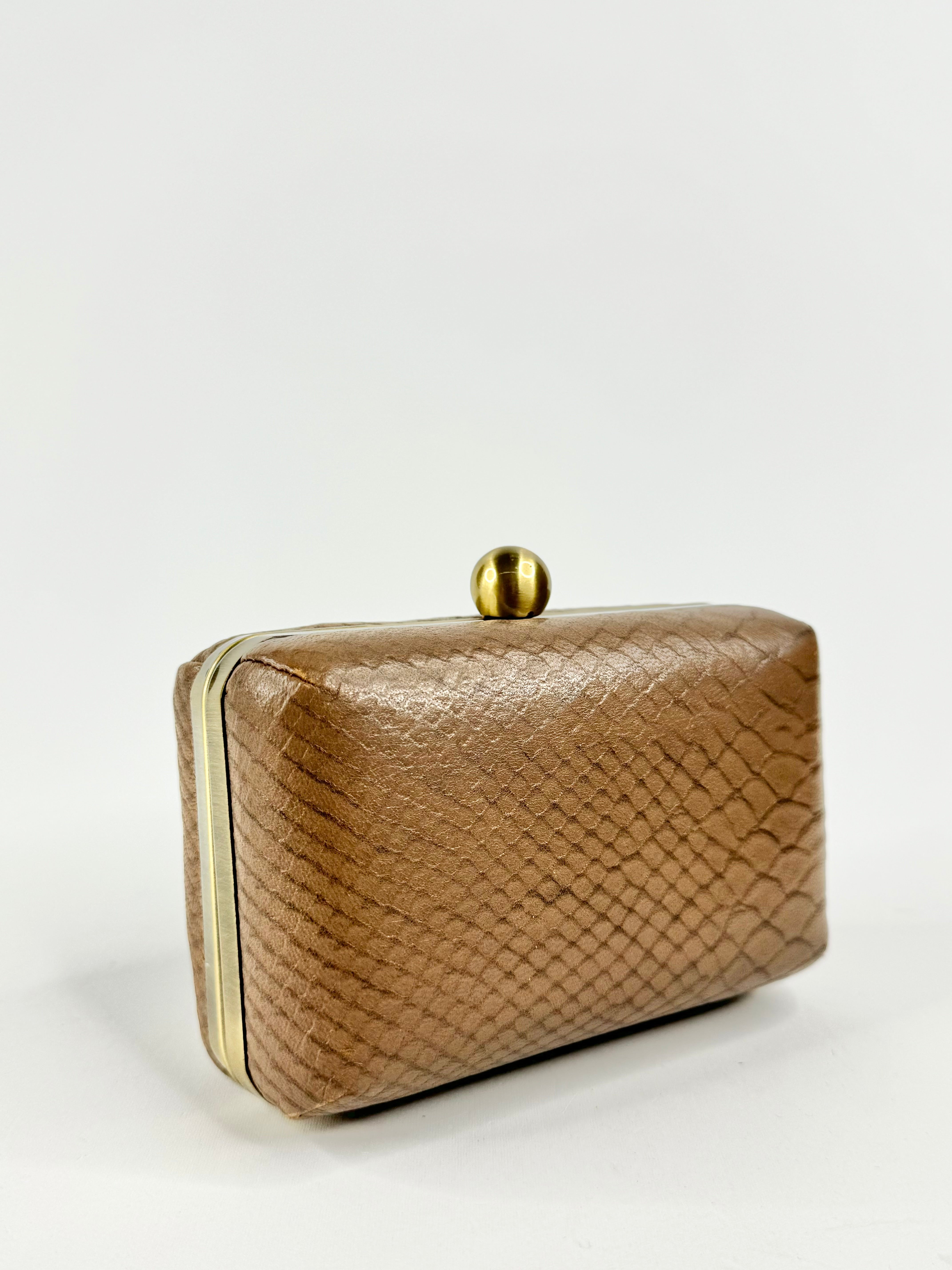 Jigsaw Taupe Leather Clutch
