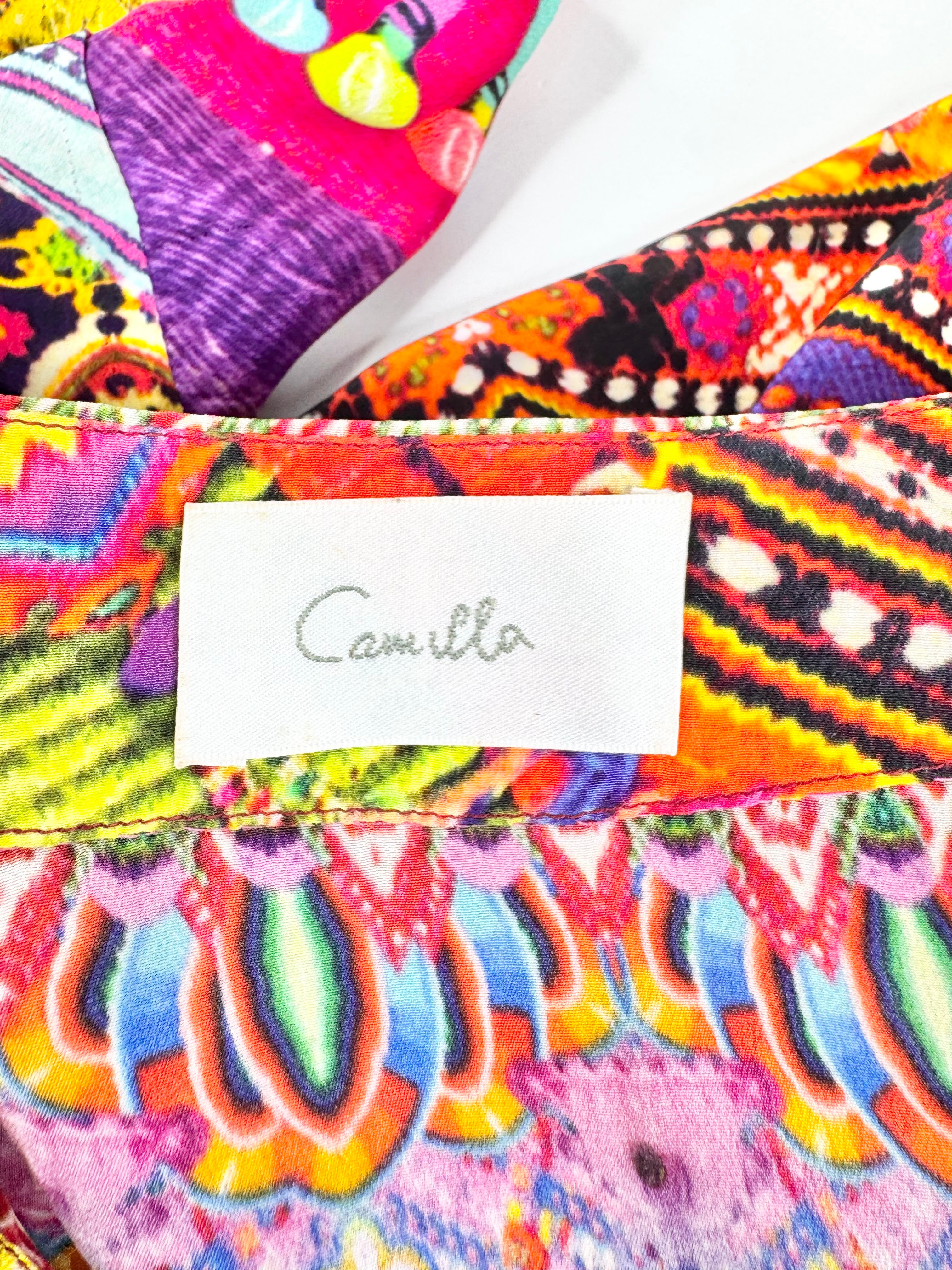 MFW Camilla Orange Silk Bejewelled Kaftan - AU8/10