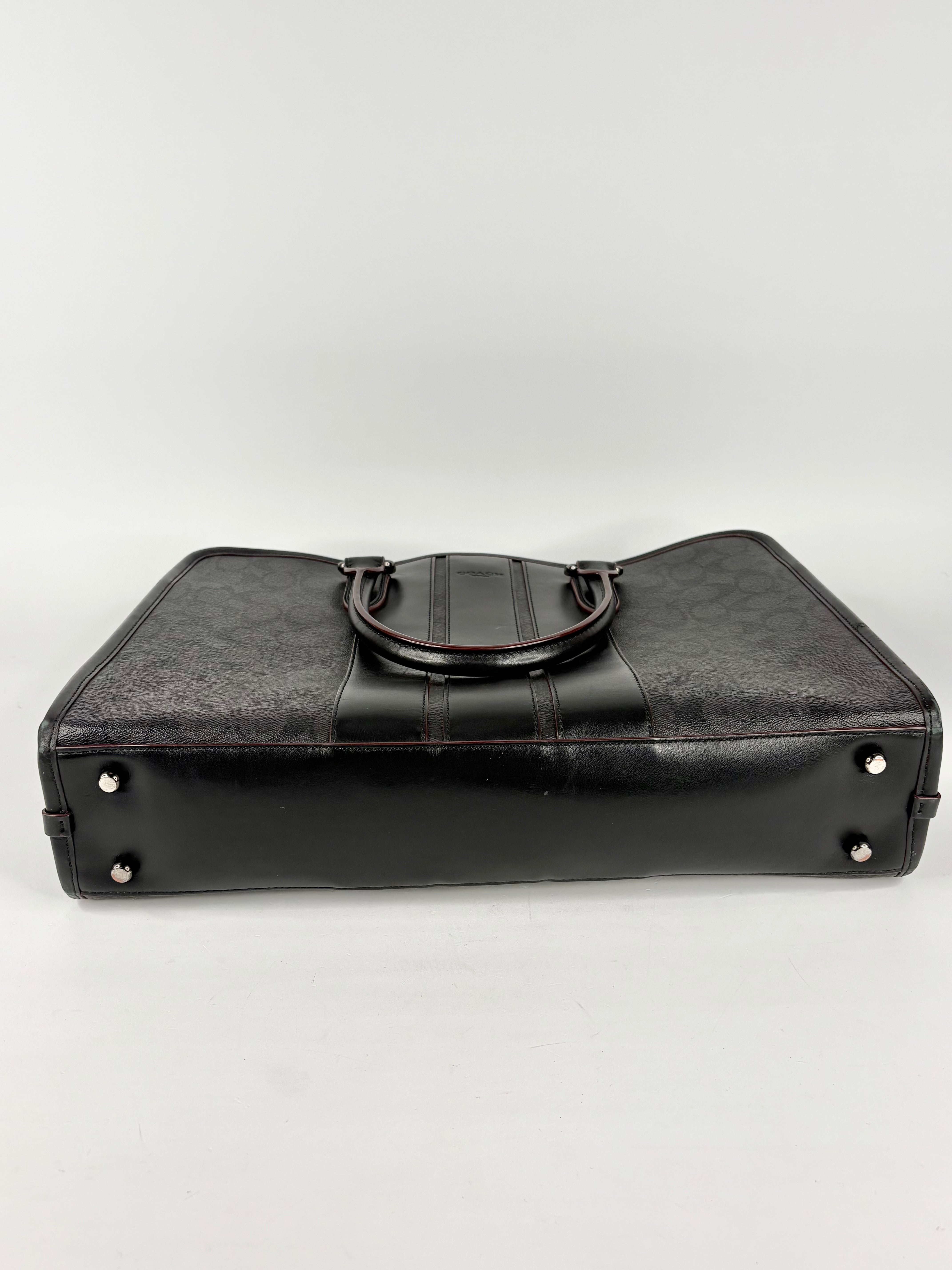 Coach Black Leather Monogrammed Briefcase